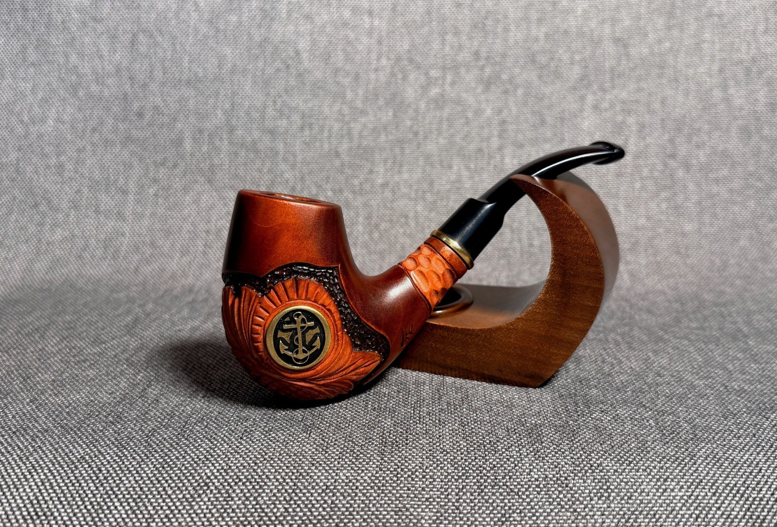 Smoking tobacco wooden long pipe ANCHOR Handmade stem