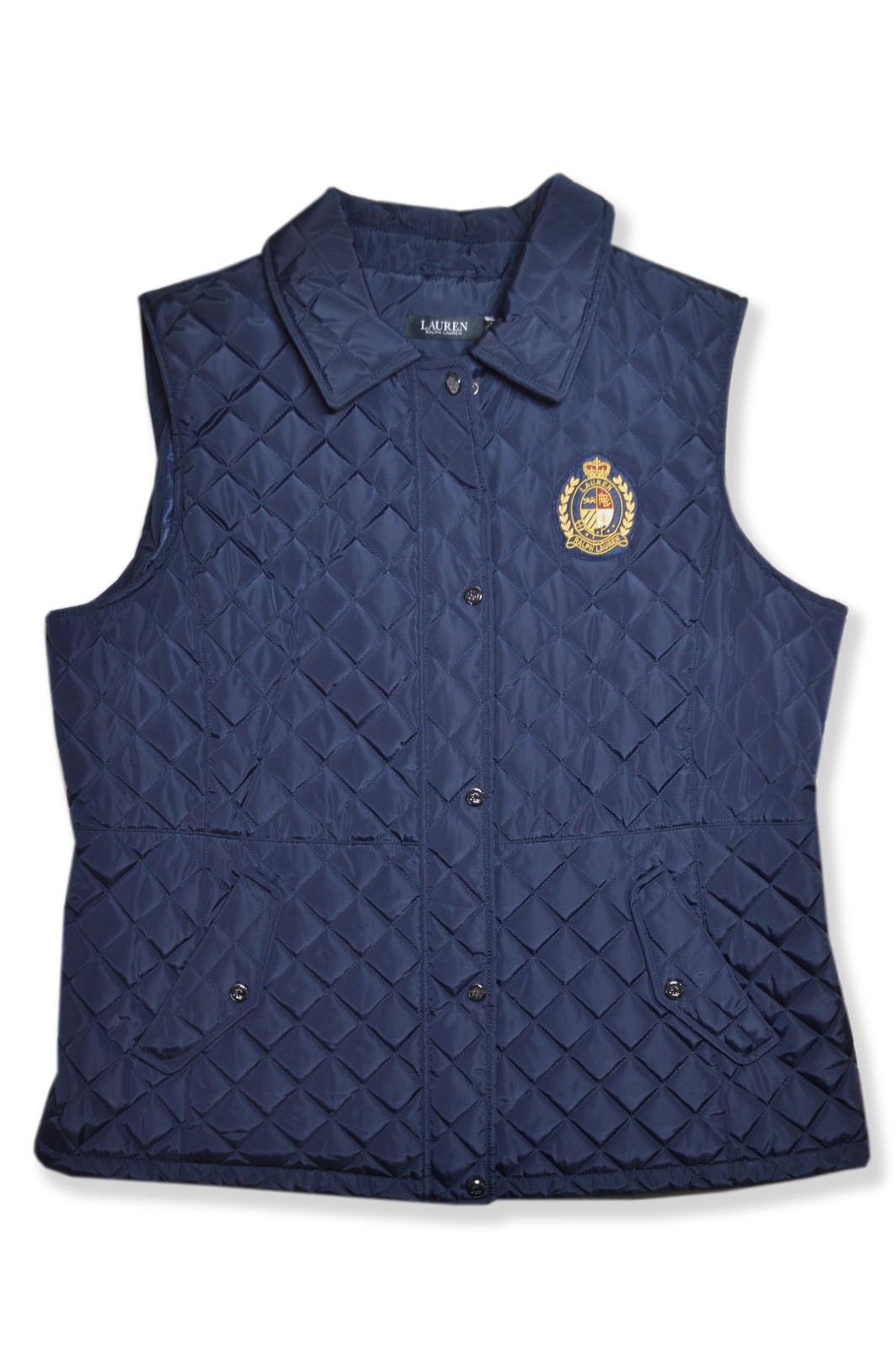LRL Ralph Lauren Womens Navy Blue Full Zip Crest Logo Vest, 2XL XXL LRL-079
