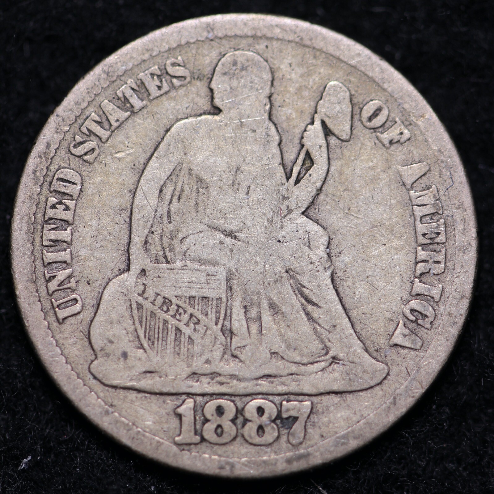 1887-S Seated Liberty Dime CHOICE VG+ FINE  E795 ACT