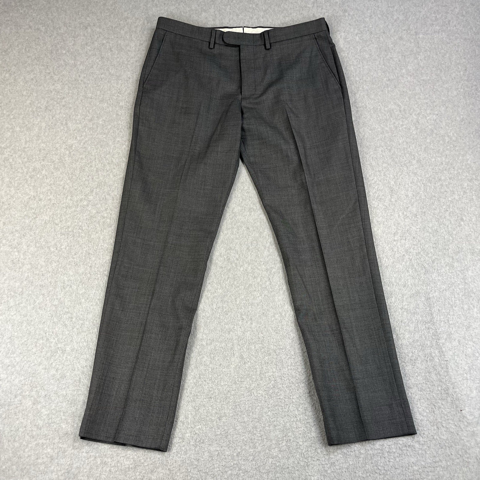 J. Crew Bowery Dress Pants Men\'s 33x32 Gray Wool Slim Straight Trousers
