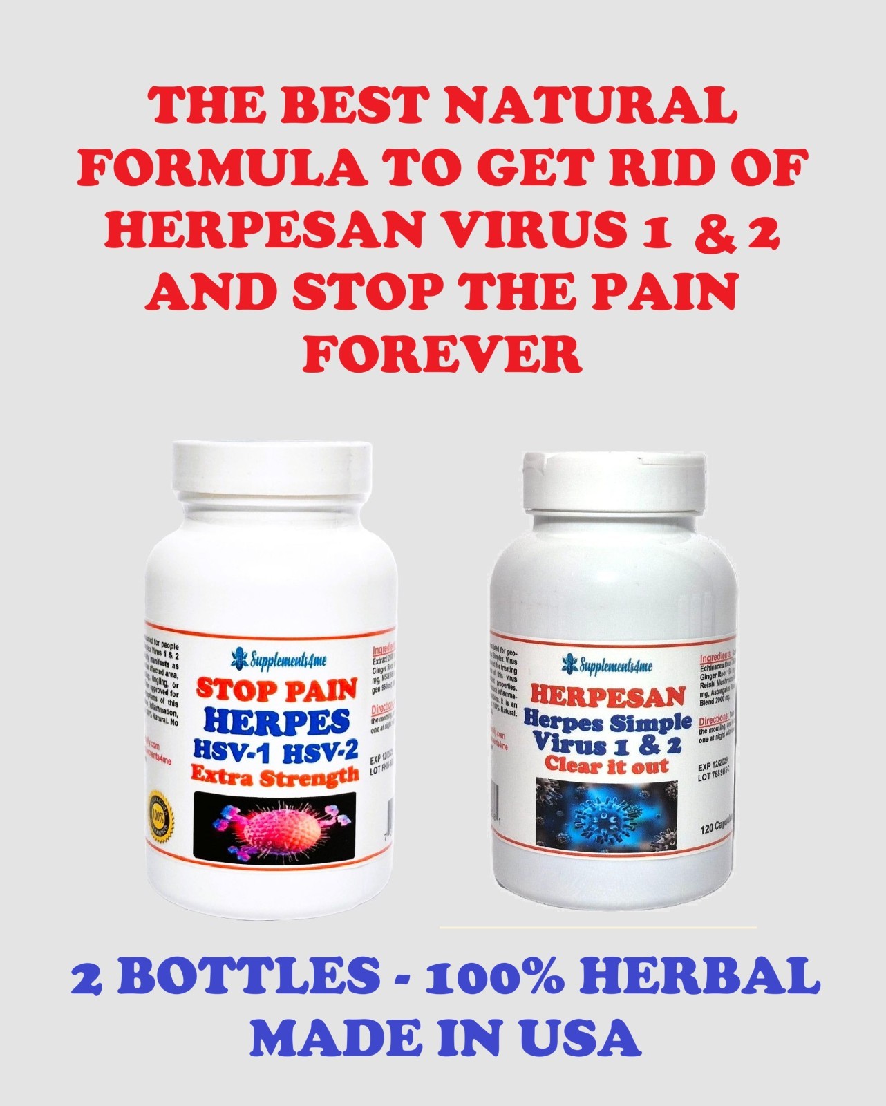 BEST HERBS IN THE WORLD FOR HSV  1 & 2 WOMEN  MEN -  - 120 CAPS - MADE IN USA