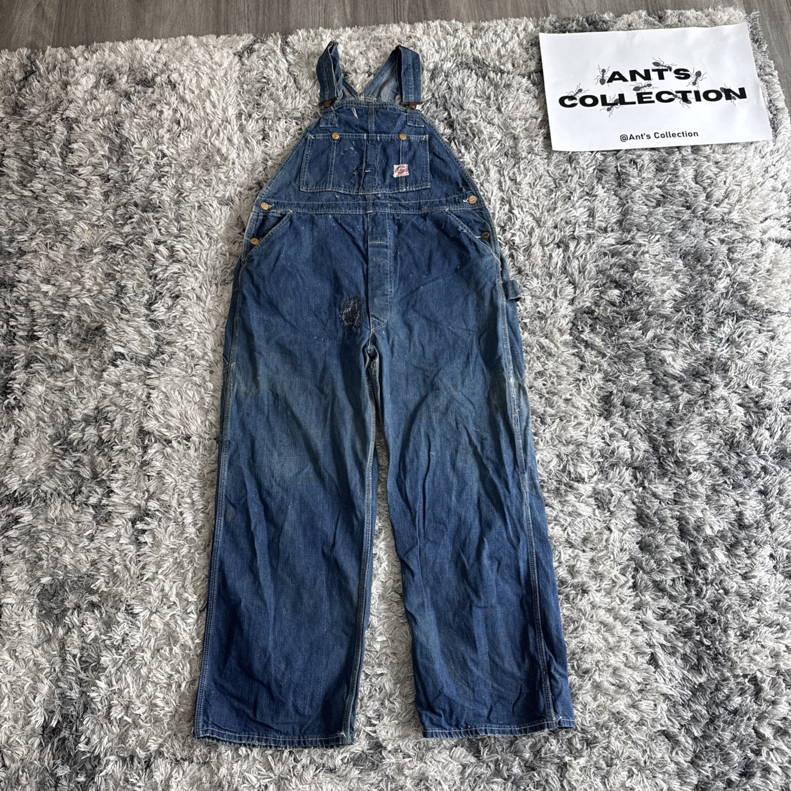 Vintage 1940’s 50s Carhartt Denim Overalls Union Made Heart Logo Sanforized RARE
