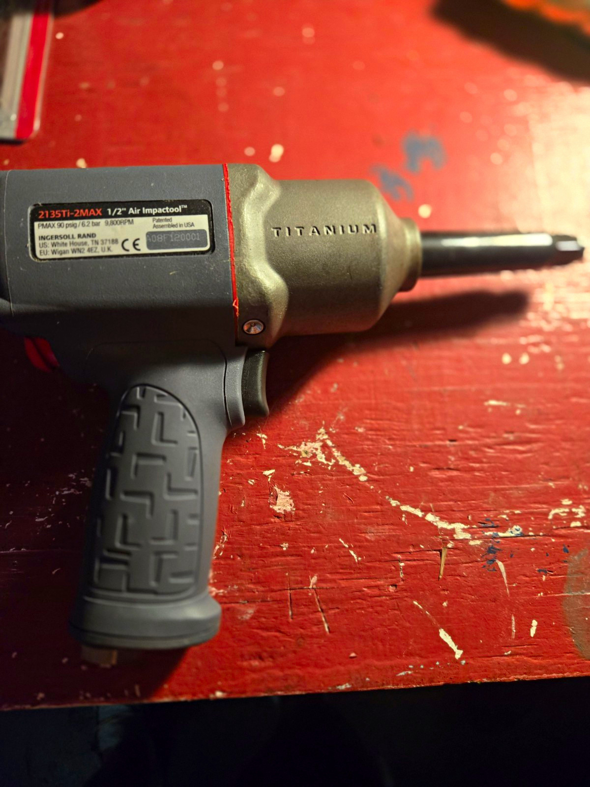 Ingersoll Rand 2135TI-2MAX 1/2 in Pistol Grip Titanium Air Impact Wrench 90psi Ingersoll Rand 2135TI-2MAX 1/2 in Pistol Grip Titanium Air Impact Wrench 90psi