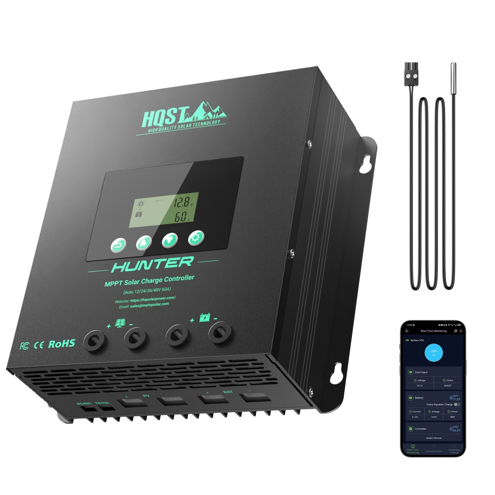 HQST 20A/60A/80A Solar Charge MPPT Controller for Gel Sealed Flooded and Lithium HQST 20A/60A/80A Solar Charge MPPT Controller for Gel Sealed Flooded and Lithium