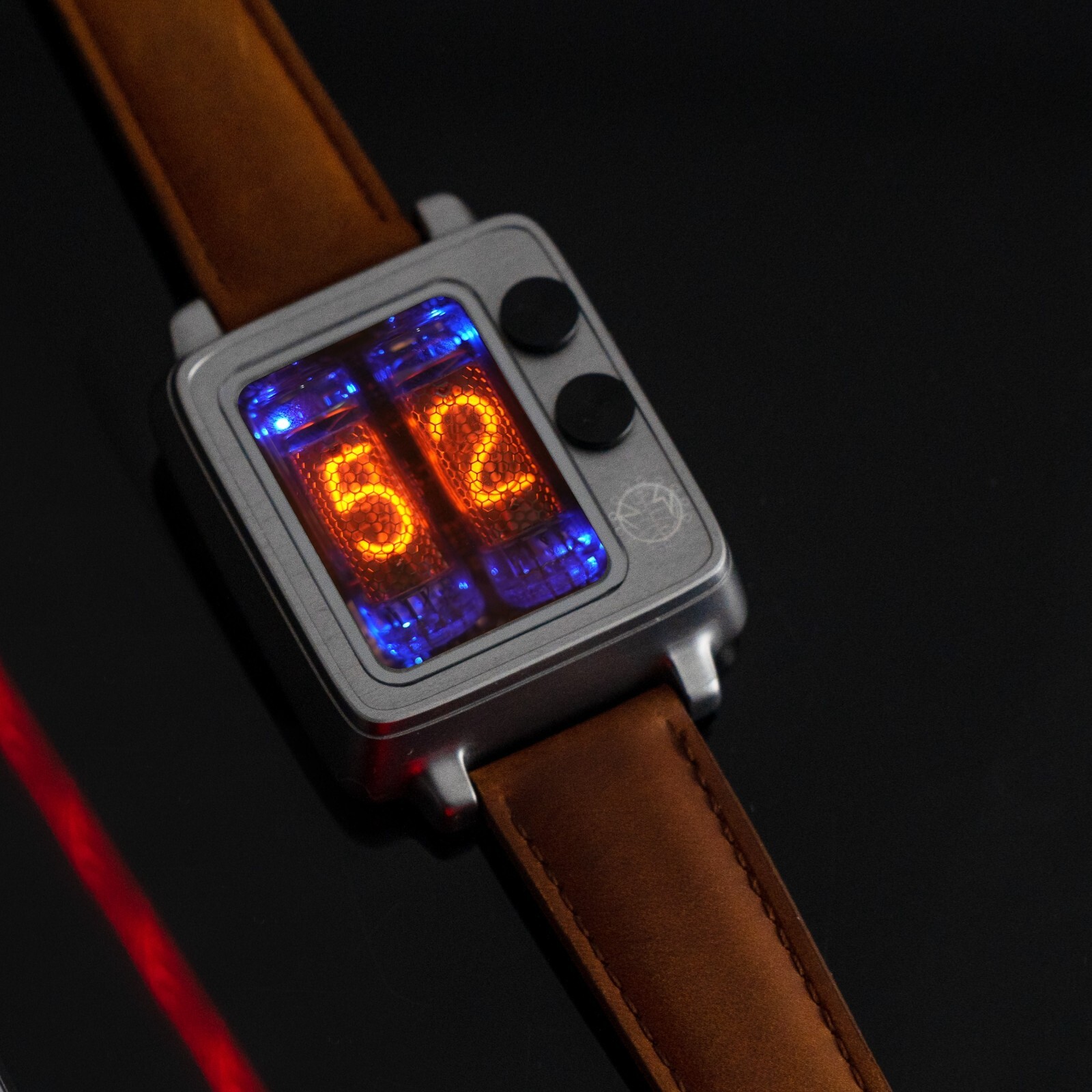 New NEONWORKS BTF1 NIXIE TUBE WATCH Retro Timer WristUp Aluminum Brown Straps v. New NEONWORKS BTF1 NIXIE TUBE WATCH Retro Timer WristUp Aluminum Brown Straps v.