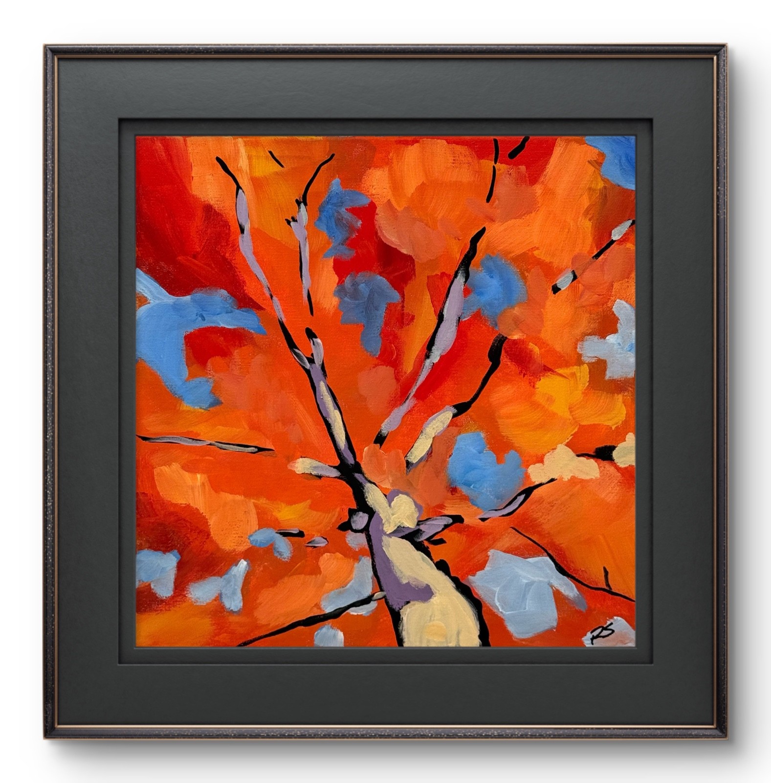 Original Acrylic 12x12 Autumn Fall Aspen Contemporary Painting Signed R Stevens