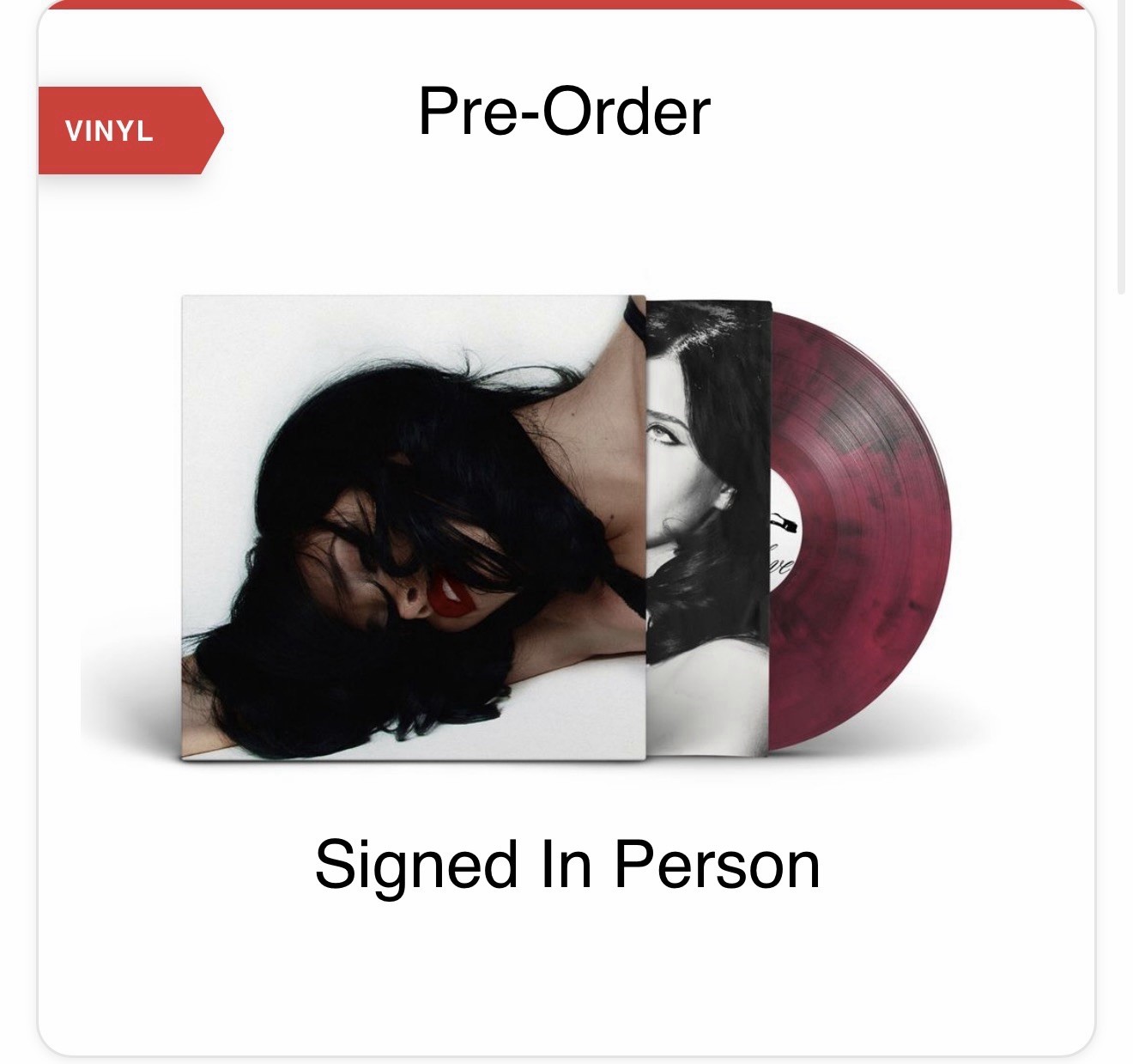 NESSA BARRETT Signed Tough Love LP Cherry Venom Vinyl Record Fingerprints 09/25