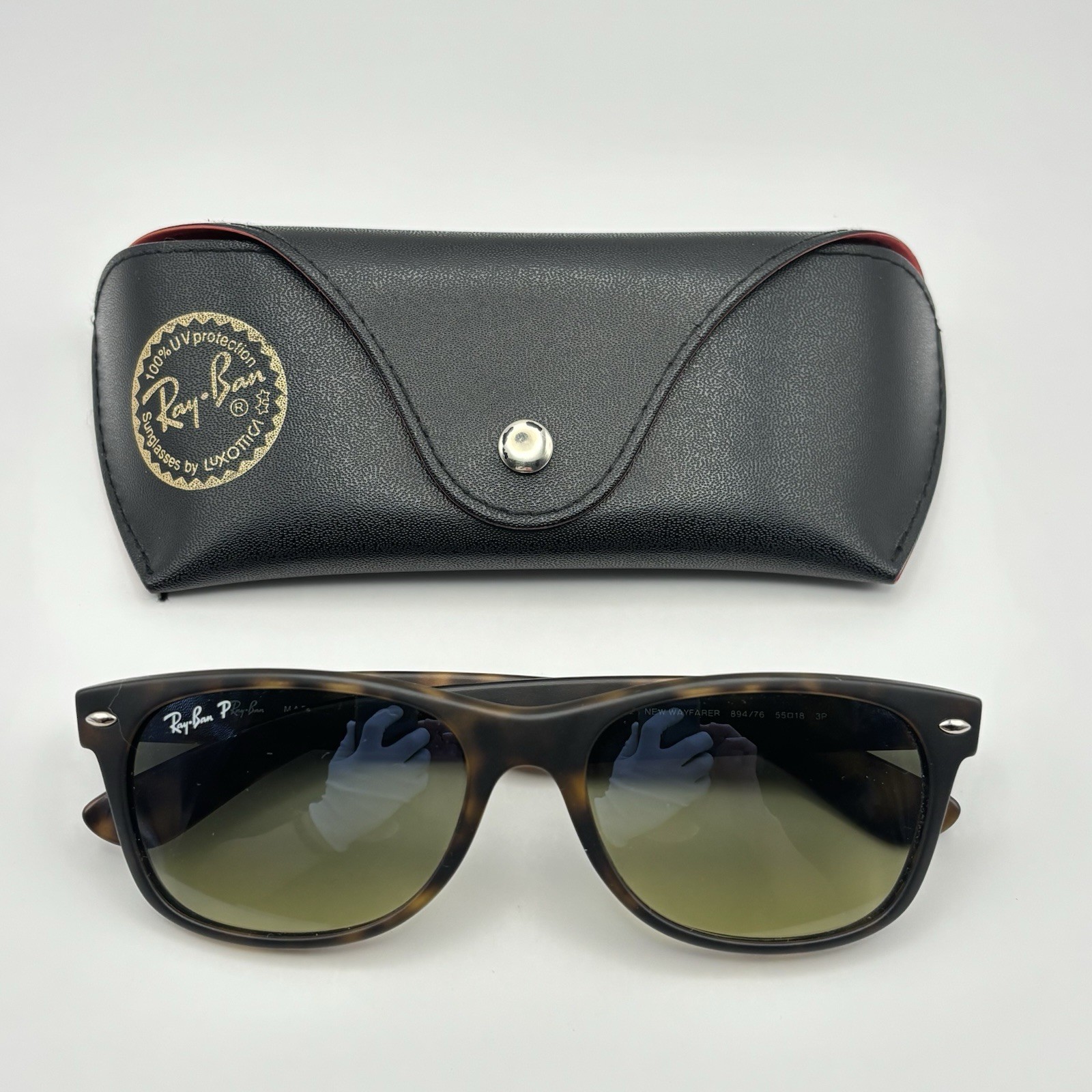 Ray-Ban RB2132 New Wayfarer Polarized Havana Sunglasses 55-18 Made in Italy