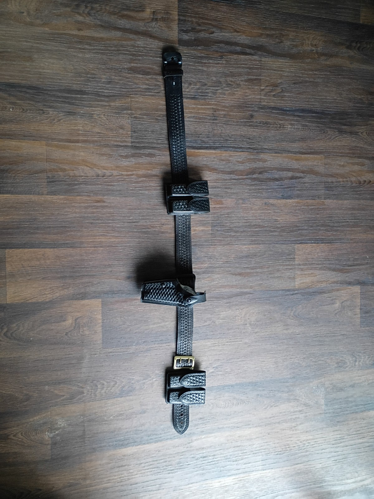 Vtg. Don Hume Maker Duty Holster RH Basket Weave  D407 With Matching Belt Sz42