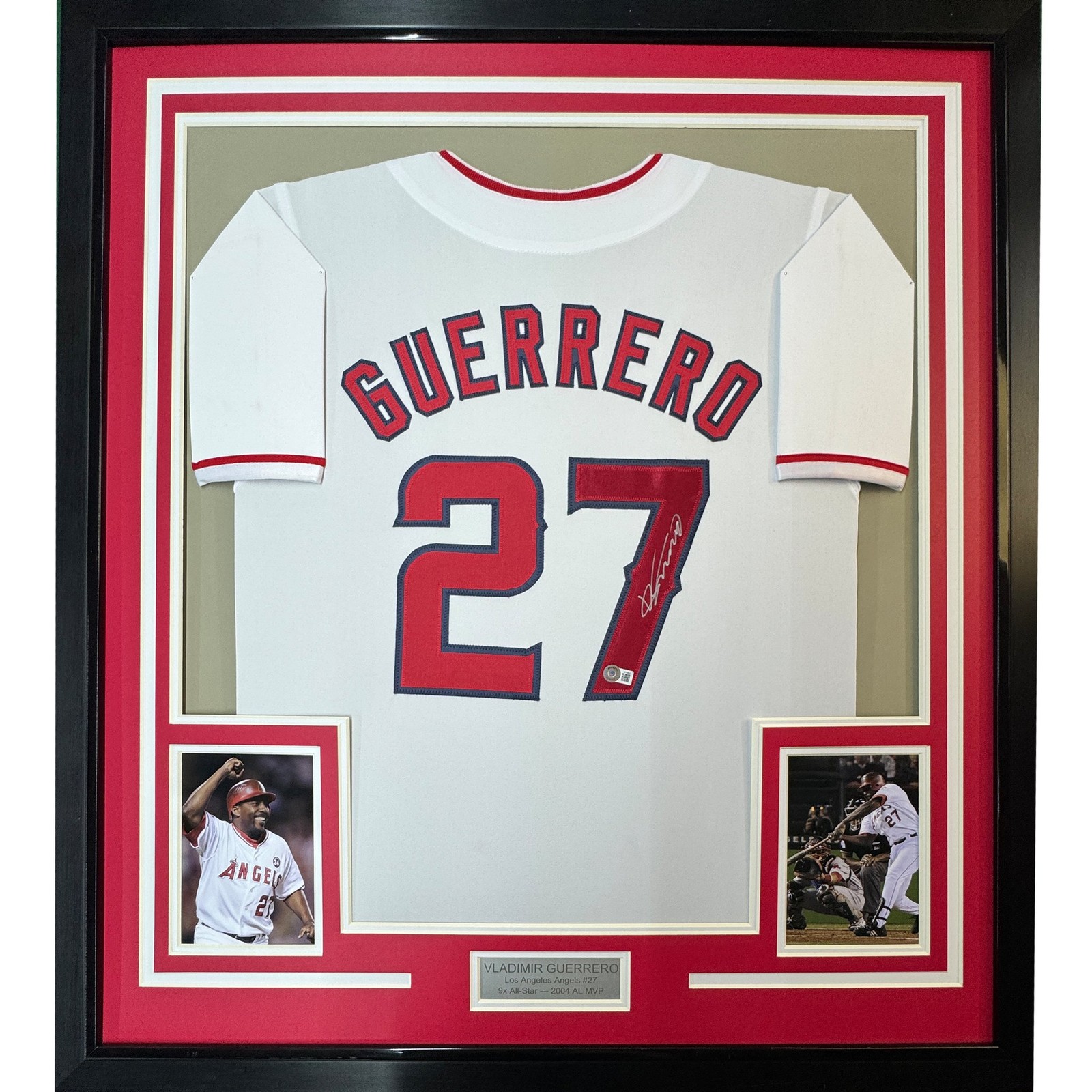 Framed Autographed/Signed Vladimir Vlad Guerrero 35x39 LA White Jersey COA Framed Autographed/Signed Vladimir Vlad Guerrero 35x39 LA White Jersey COA