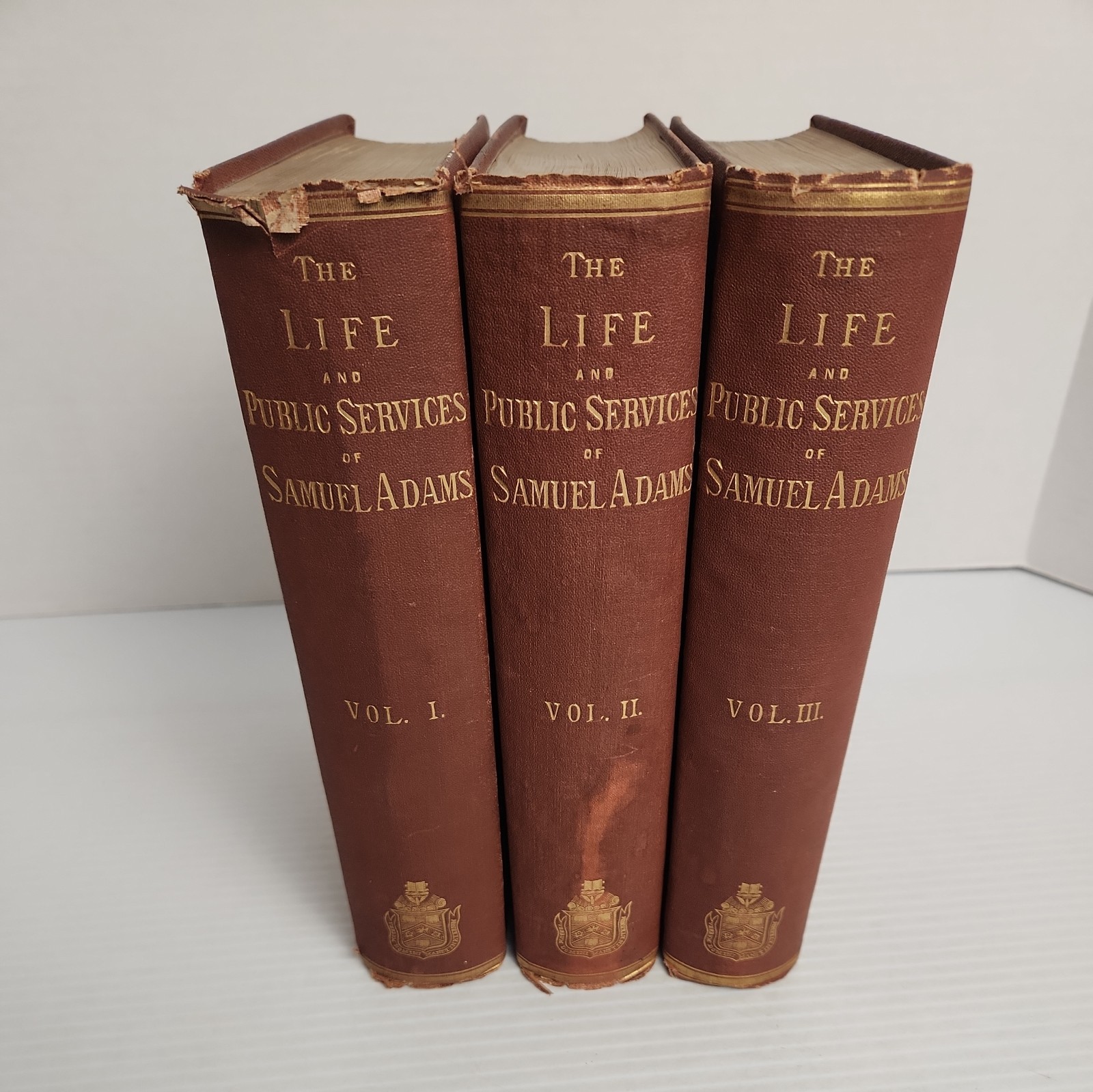 1865 RARE Life and Public Services of Samuel Adams Hardcover 3 Vol by Wells