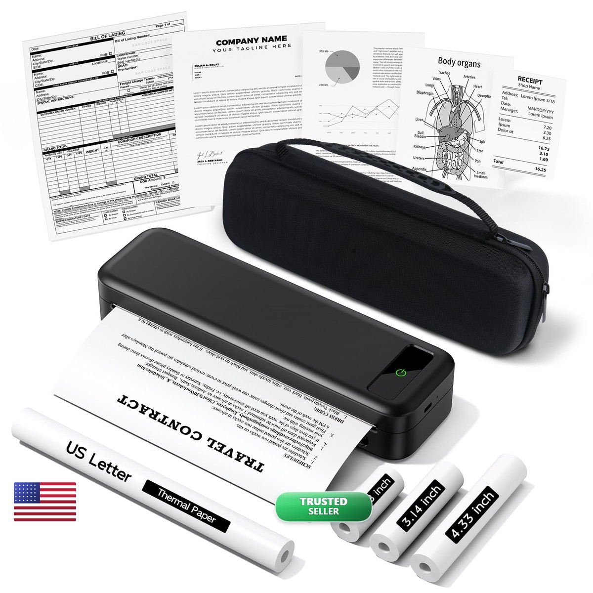 TATTMUSE Portable Printers Wireless Travel, Inkless Thermal Printer Case A285M TATTMUSE Portable Printers Wireless Travel, Inkless Thermal Printer Case A285M