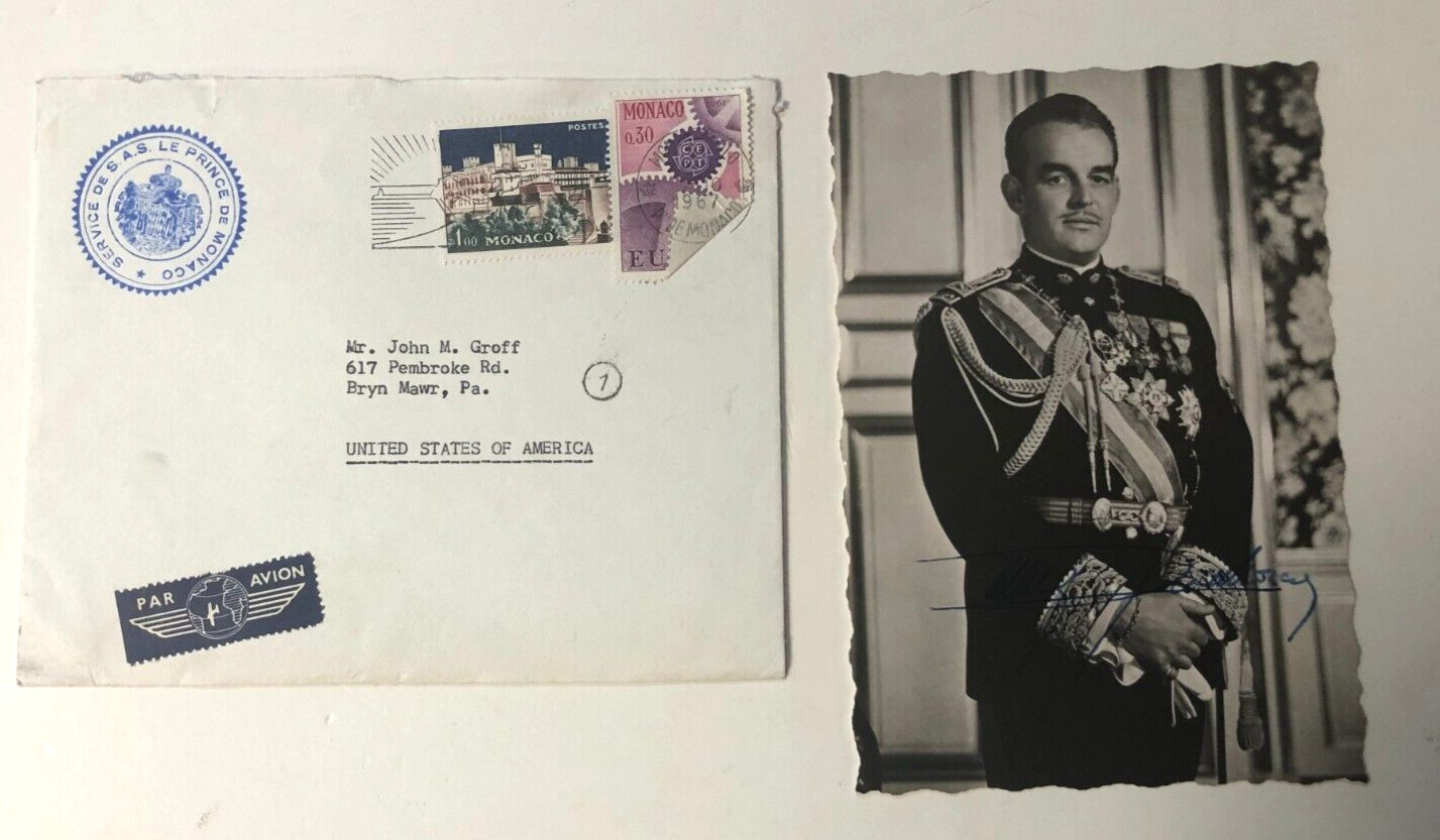 Monaco Prince Rainier Hand-Signed Autographed 1967 Postcard *RARE*