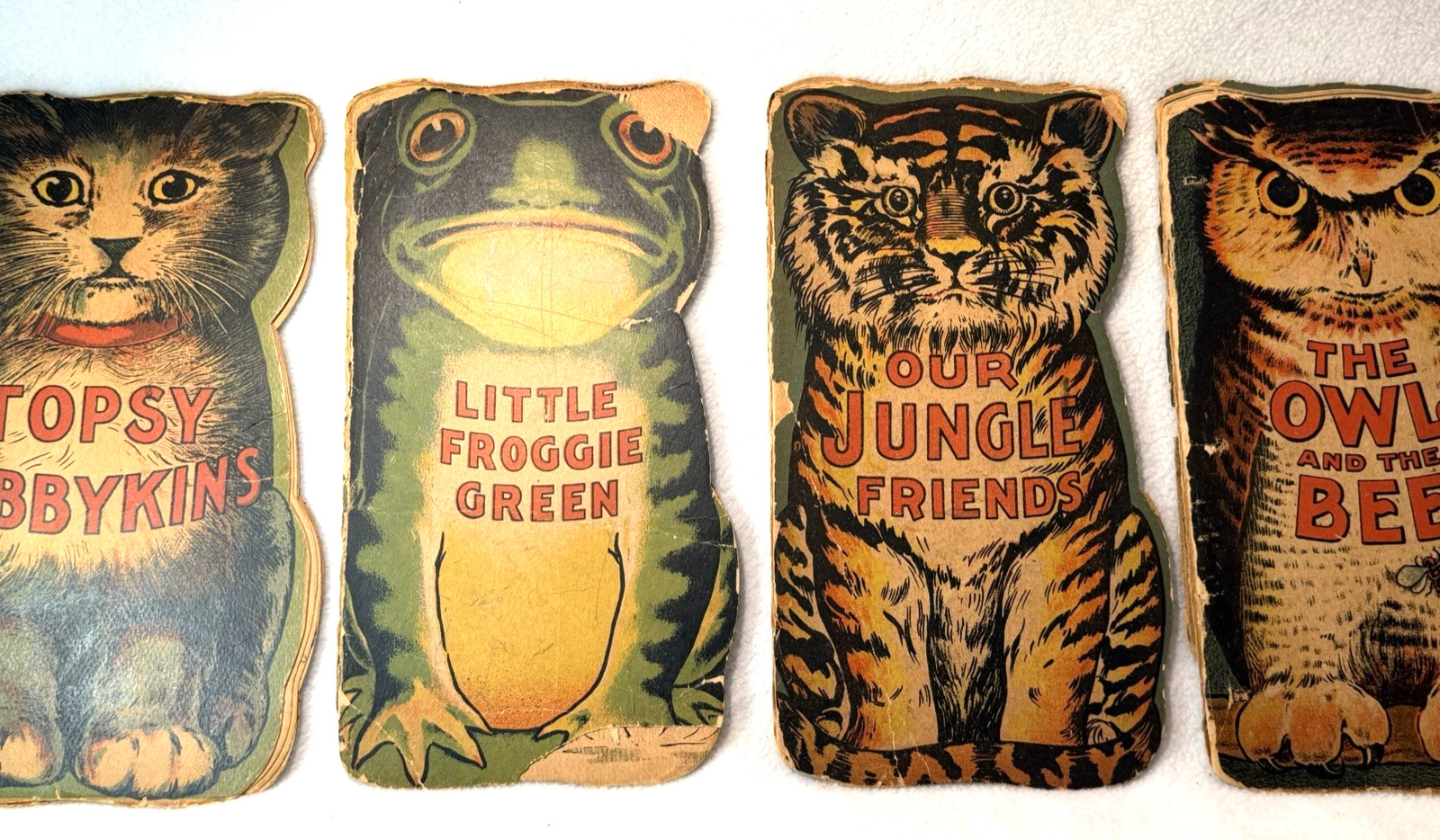 Lot of 4 Antique 1908 Children\'s Animal Shaped Books by Saalfield Akron, Ohio Lot of 4 Antique 1908 Children\'s Animal Shaped Books by Saalfield Akron, Ohio