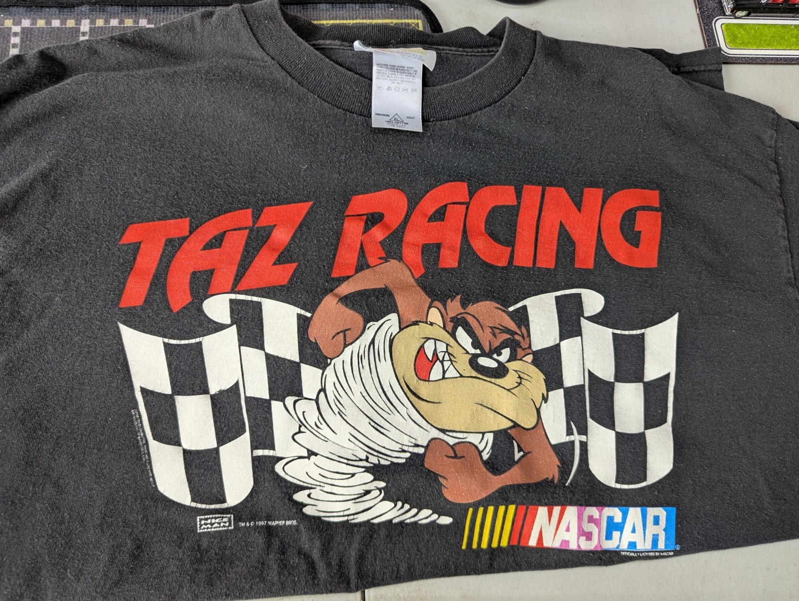 Vintage 1997 Taz Racing NASCAR Shirt Men XL Looney Tunes Black Tee Made in USA Vintage 1997 Taz Racing NASCAR Shirt Men XL Looney Tunes Black Tee Made in USA