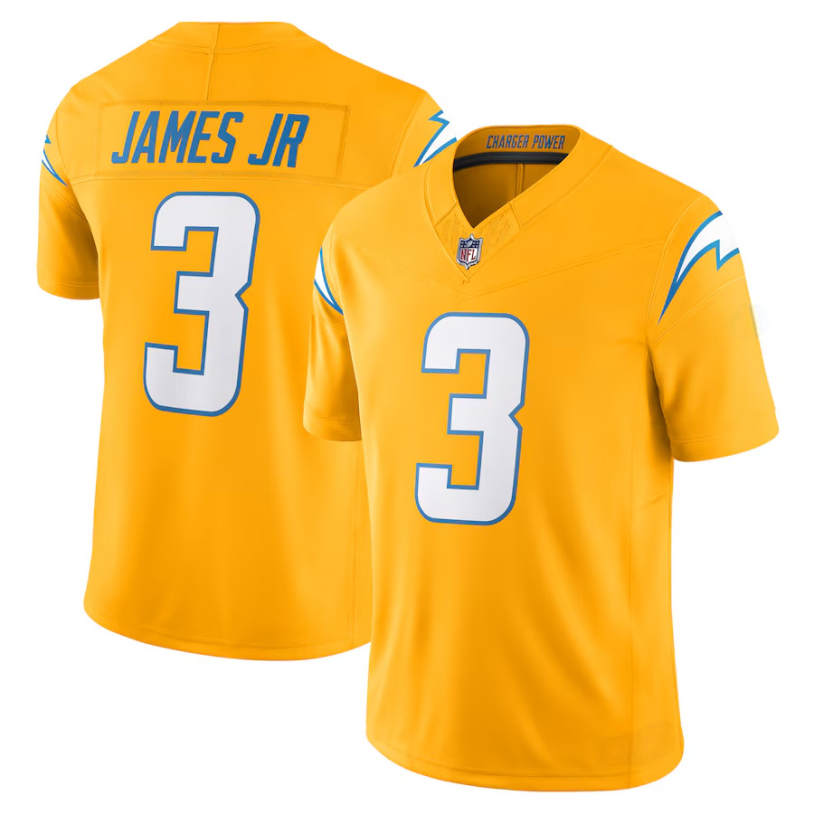 Men\'s Chargers 2025 Gold Alternate Charger Power Stitched Player Jersey S-3XL Men\'s Chargers 2025 Gold Alternate Charger Power Stitched Player Jersey S-3XL