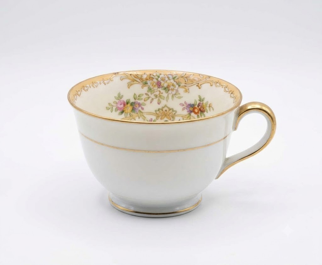 Vintage Noritake M Wreath Tea Cup Hand Painted Gold Gilt Japan 1918 Cup Only