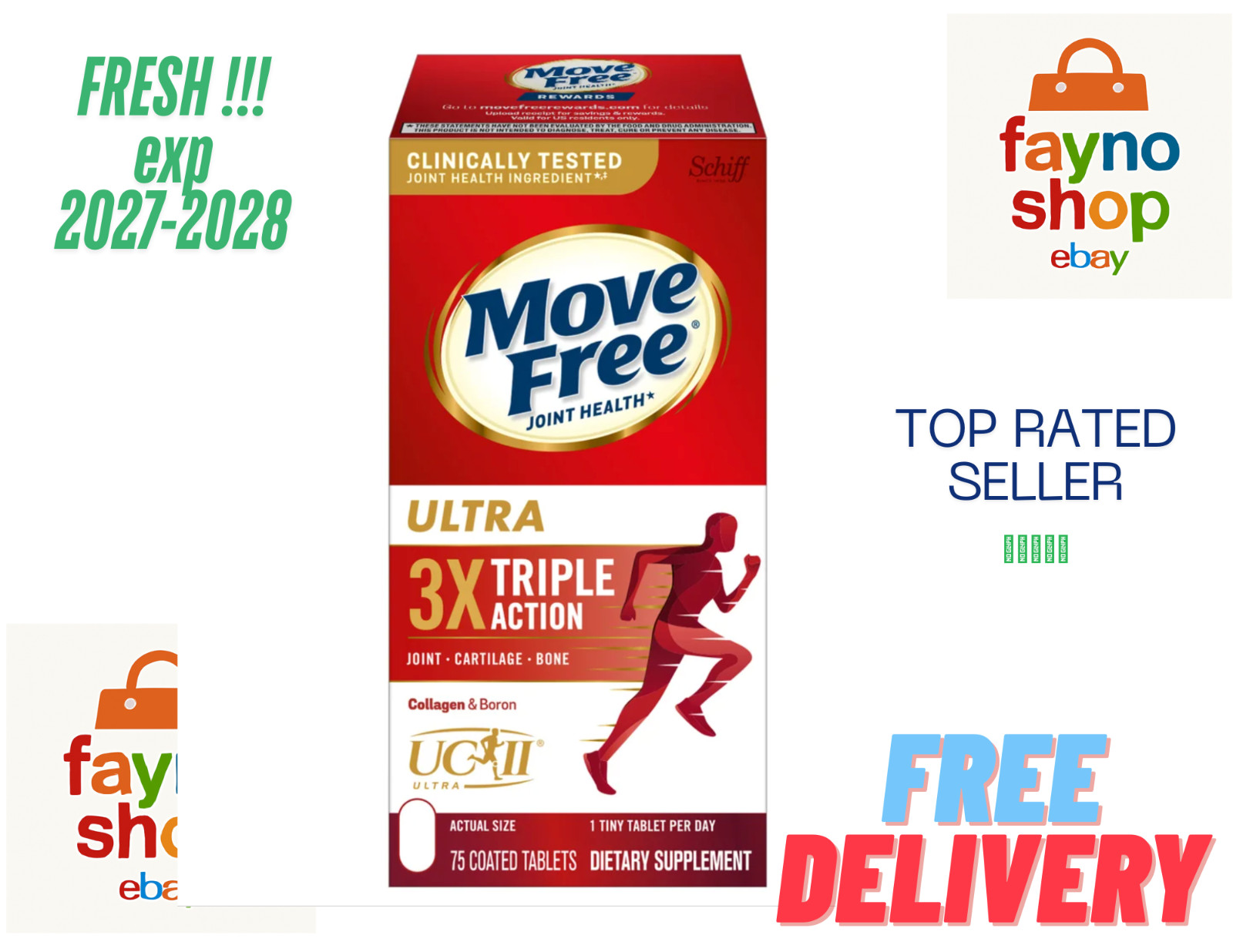 Schiff Move Free Ultra Triple-Action Tablets - 75 Count | EXP 2028 Free delivery Schiff Move Free Ultra Triple-Action Tablets - 75 Count | EXP 2028 Free delivery