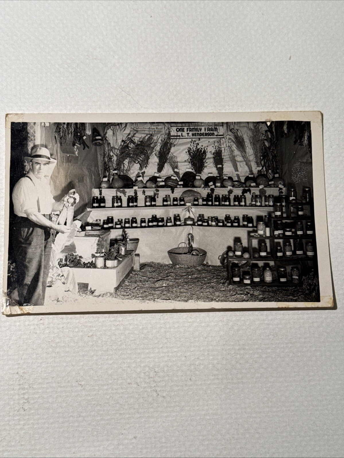 Vintage RPPC Salyer CA Trinity County Fair Exhibit Ribbon 1949 Farmer Canning