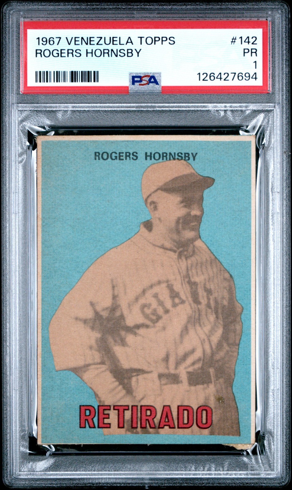 1967 Venezuela Topps Rogers Hornsby #142 PSA 1
