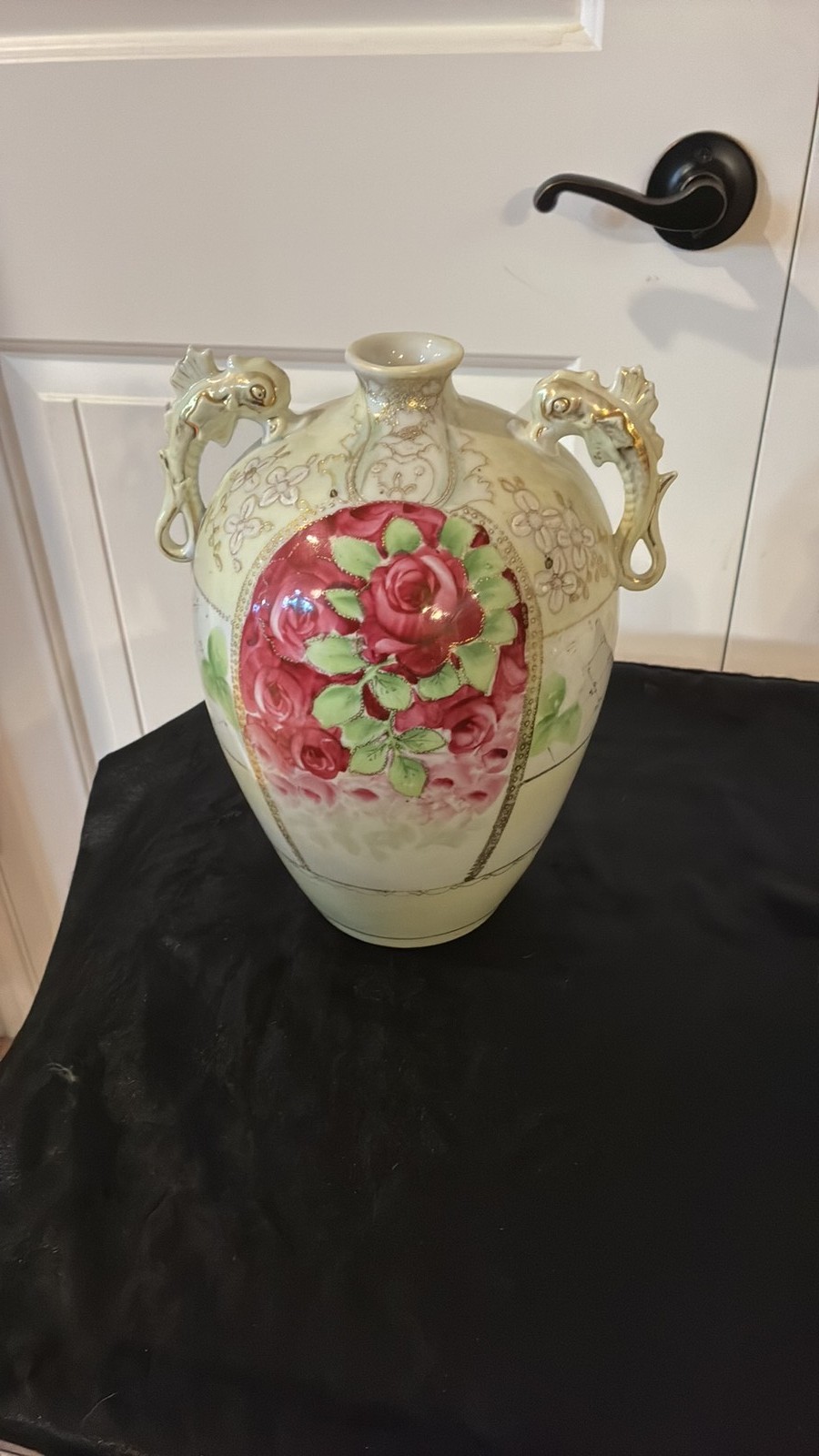 Antique Imperial Nippon Morimura Brothers Rose Vase with Dragon Handles Antique Imperial Nippon Morimura Brothers Rose Vase with Dragon Handles