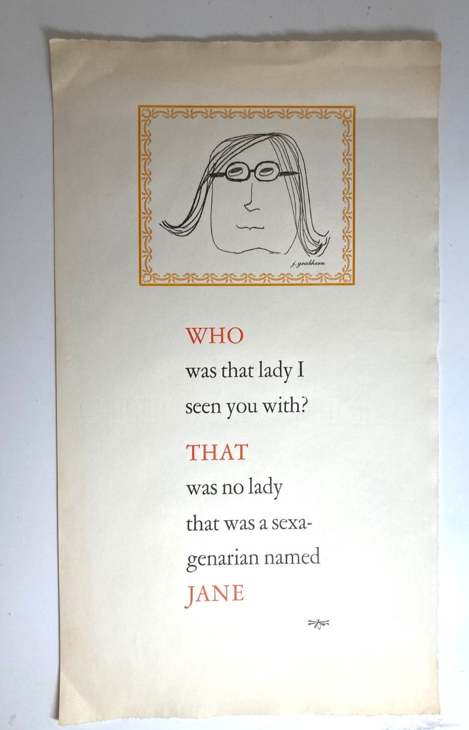 RARE Jane Grabhorn / Colt Press Broadside - \ RARE Jane Grabhorn / Colt Press Broadside - \