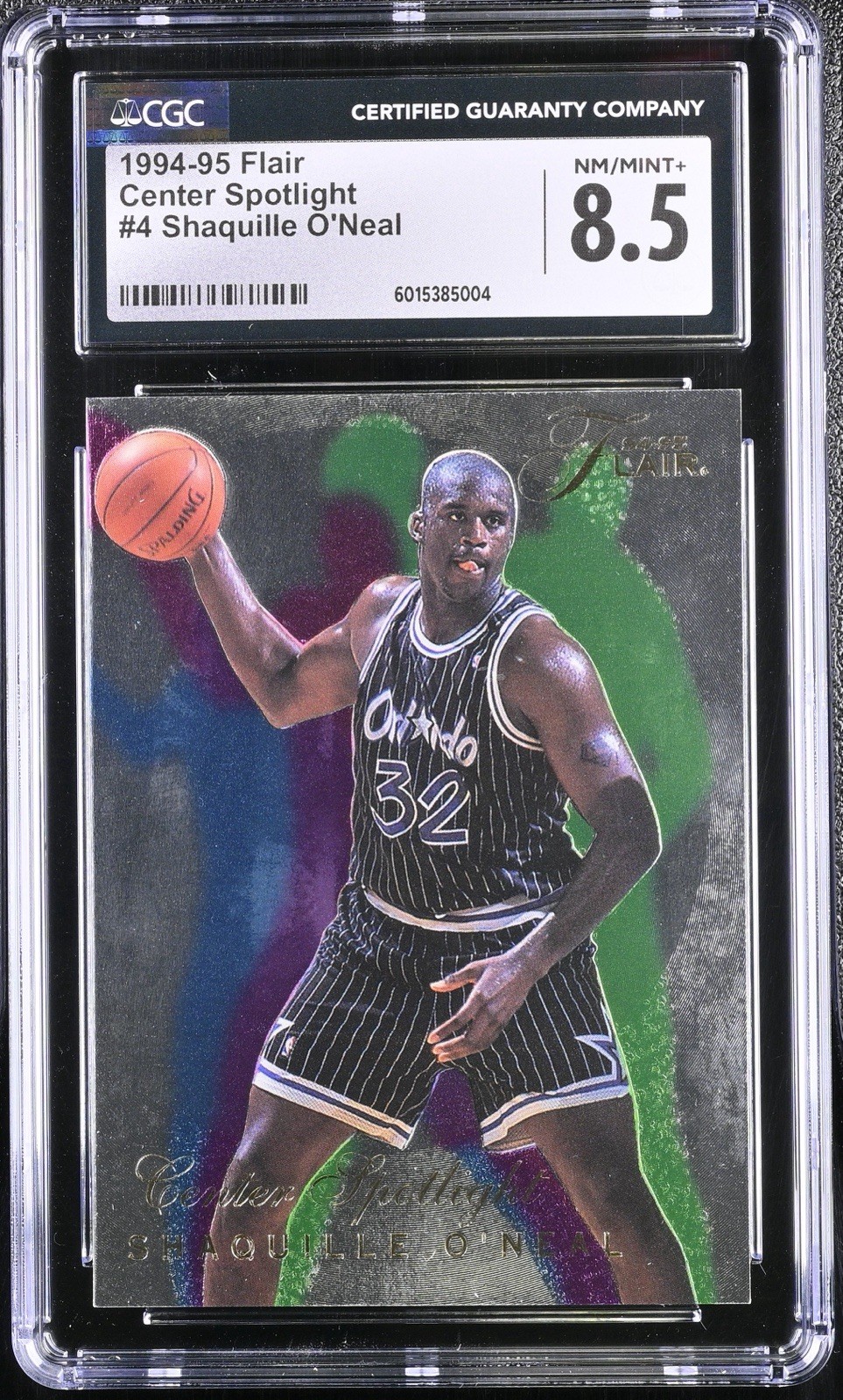 Fleer 1994-95 Flair Center Spotlight Insert Shaquille O'Neal Magic #4 CGC 8.5 Fleer 1994-95 Flair Center Spotlight Insert Shaquille O'Neal Magic #4 CGC 8.5