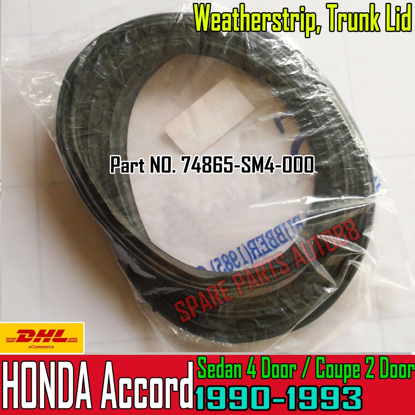For 1990-93 Honda Accord Sedan Coupe Trunk Lid Luggage Rubber Weatherstrip Seal