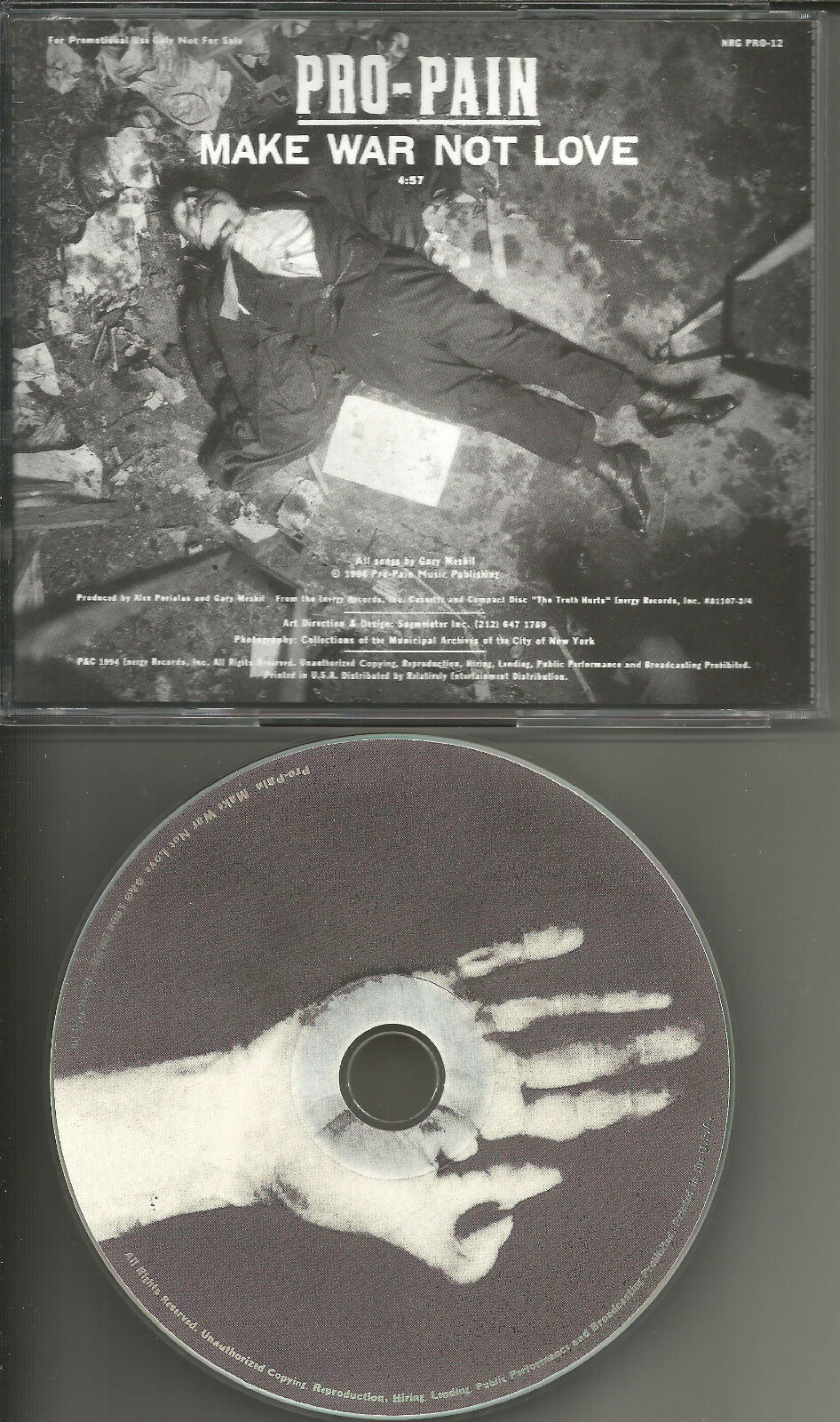PRO PAIN Make War Not Love RARE 1994 USA PROMO Radio DJ CD Single MINT propain