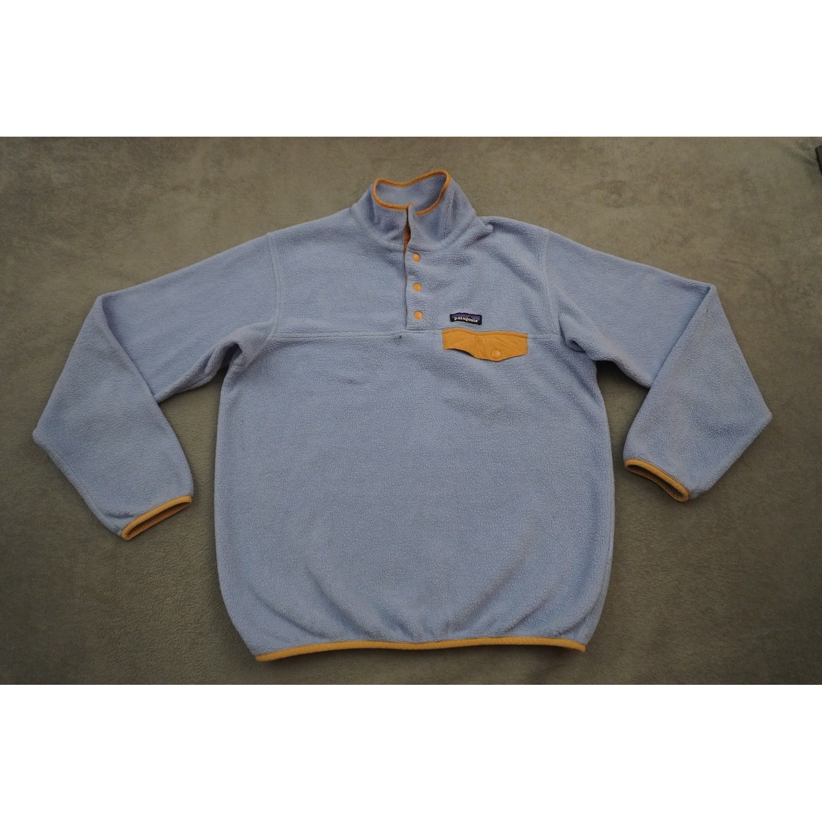 Patagonia Synchilla Snap-T Fleece Pullover Women Medium Blue Orange Good 27