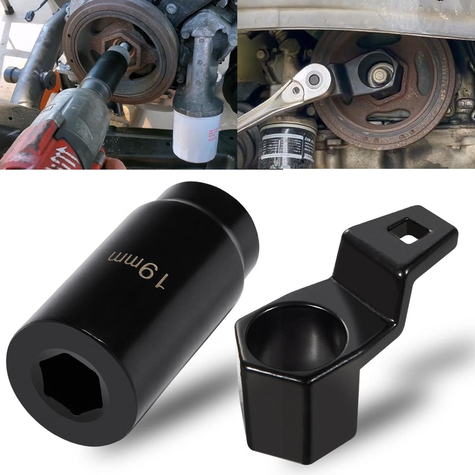 For Honda Crank Pulley Tool 19mm Harmonic Balancer Socket & 50mm Crankshaft Cran