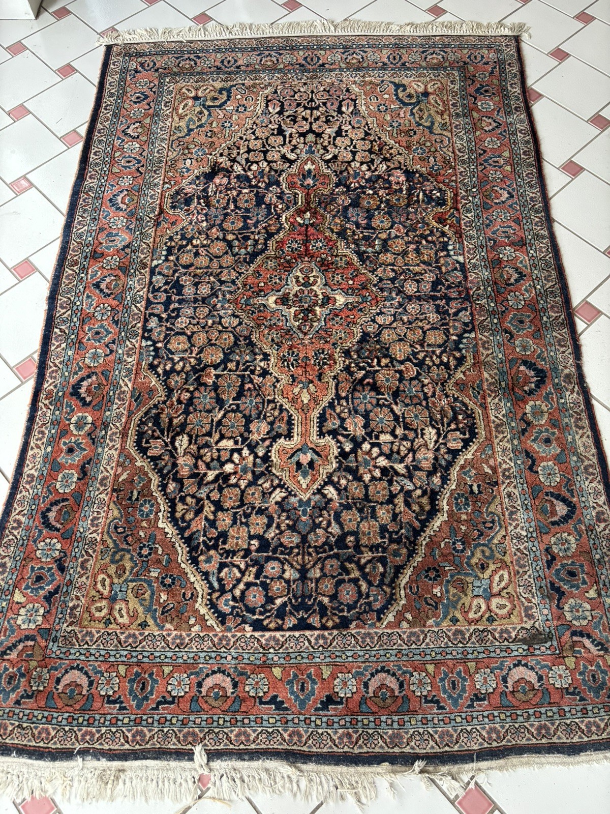 Antique Hand-Knotted Persian Sarouk 6’6”x 4’2” Wool Area Rug Oriental vintage