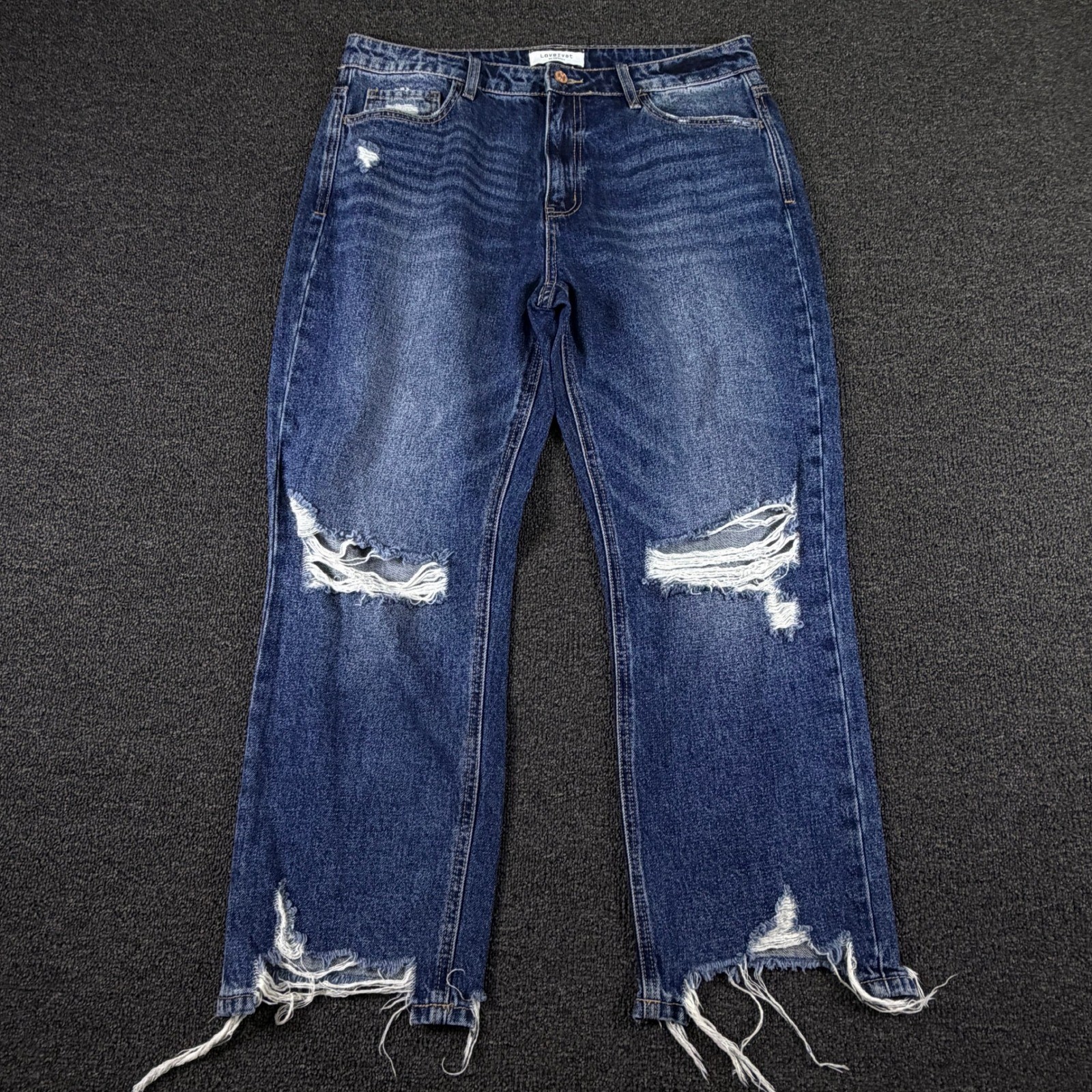 Lovervet by Vervet Jeans Women 31/13 LV1166 Blue Distressed Straight Leg EUC