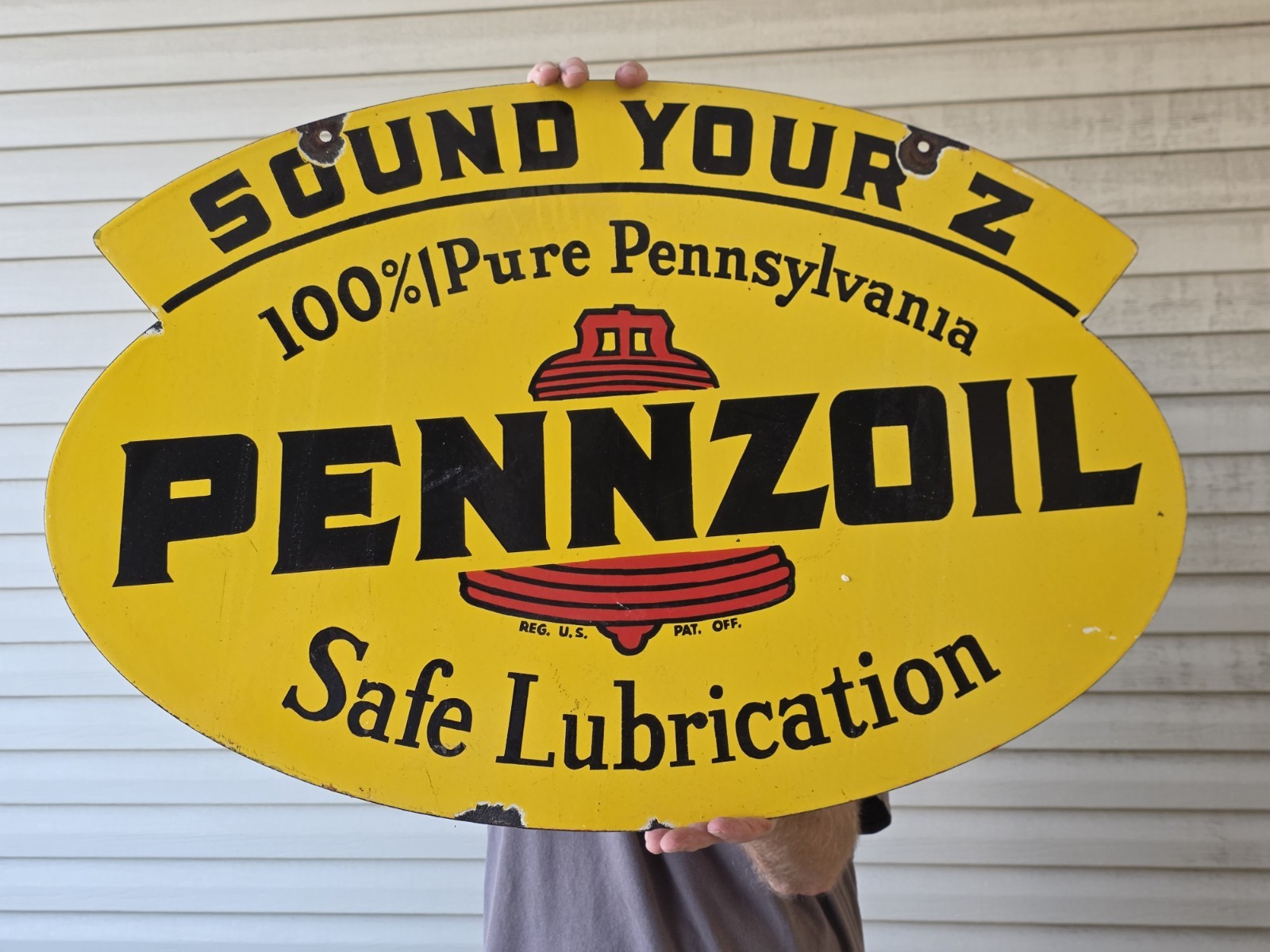 GIANT VINTAGE 1950'S PENNZOIL PORCELAIN SIGN 30 X 20 GIANT VINTAGE 1950'S PENNZOIL PORCELAIN SIGN 30 X 20