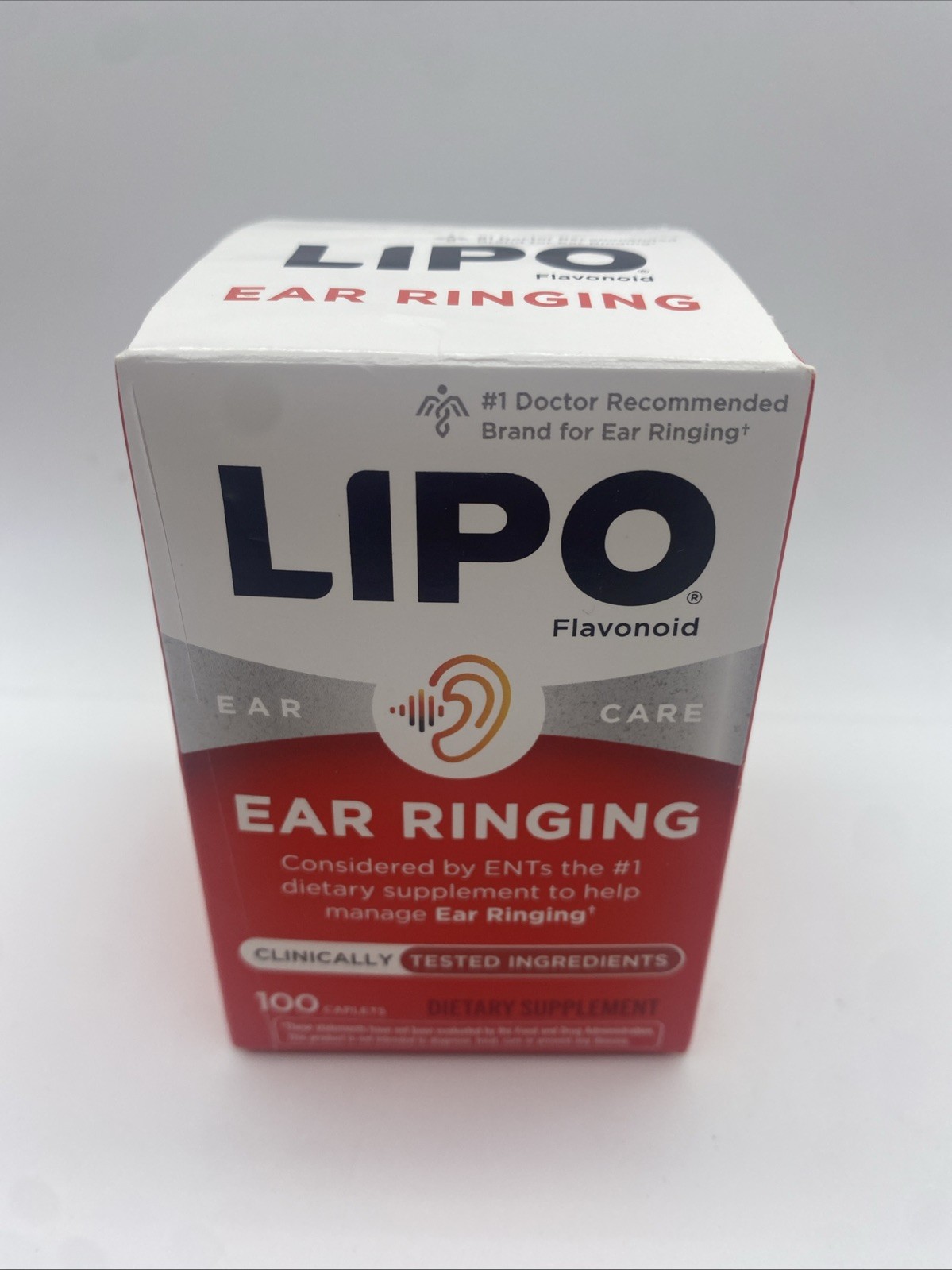 Lipo Flavonoid Tinnitus Relief For Ringing Ears Ear Health, 100 CT - Exp 12/2028