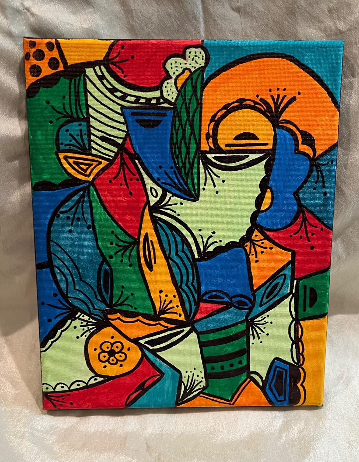 Original Art Abstract Mod Colorful Acrylic Painting 8x10 canvas Signed Original Art Abstract Mod Colorful Acrylic Painting 8x10 canvas Signed