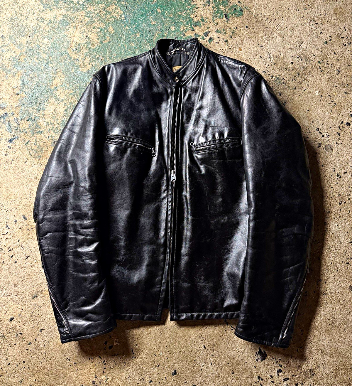 True Vintage Black Leather Moto Jacket 50s 60s Talon Zip Size Medium Cafe Racer True Vintage Black Leather Moto Jacket 50s 60s Talon Zip Size Medium Cafe Racer