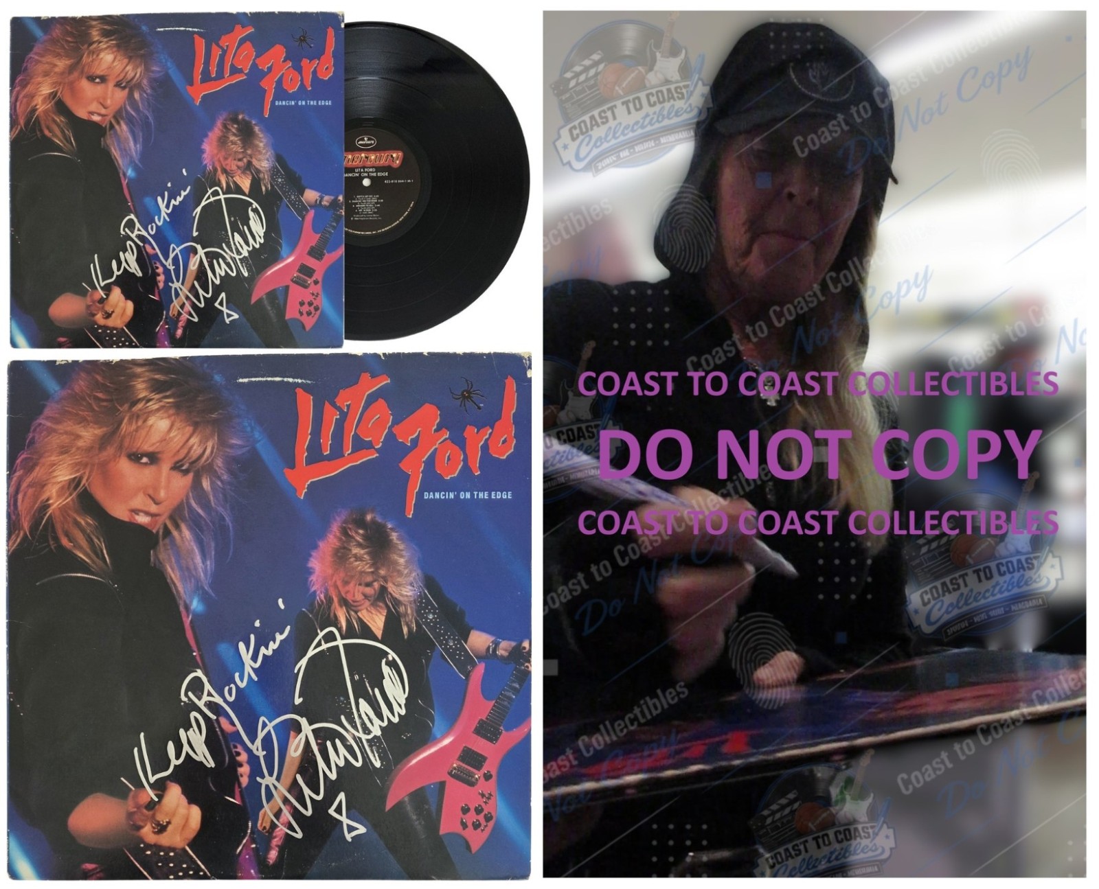 Lita Ford Signed Dancin on the Edge Album COA Proof Autographed Vinyl Record