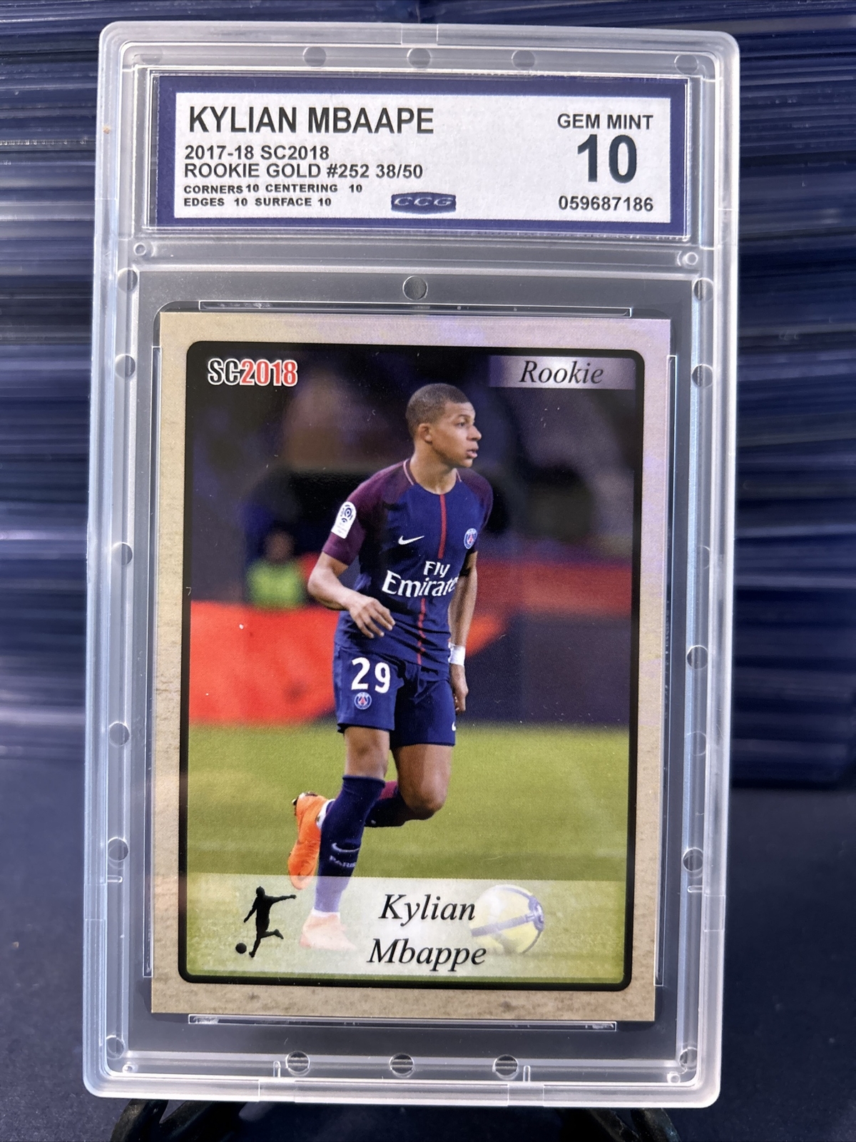 2017-18 SC2018 #252 KYLIAN MBAAPE GOLD ROOKIE RC #D 38/50 CCG 10 GEM MINT - T03 2017-18 SC2018 #252 KYLIAN MBAAPE GOLD ROOKIE RC #D 38/50 CCG 10 GEM MINT - T03