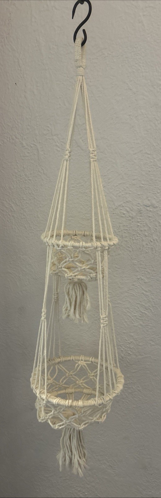 Large 42” Macrame 2 Tier Plant Hanger Boho Tassel Decorative Basket Large 42” Macrame 2 Tier Plant Hanger Boho Tassel Decorative Basket