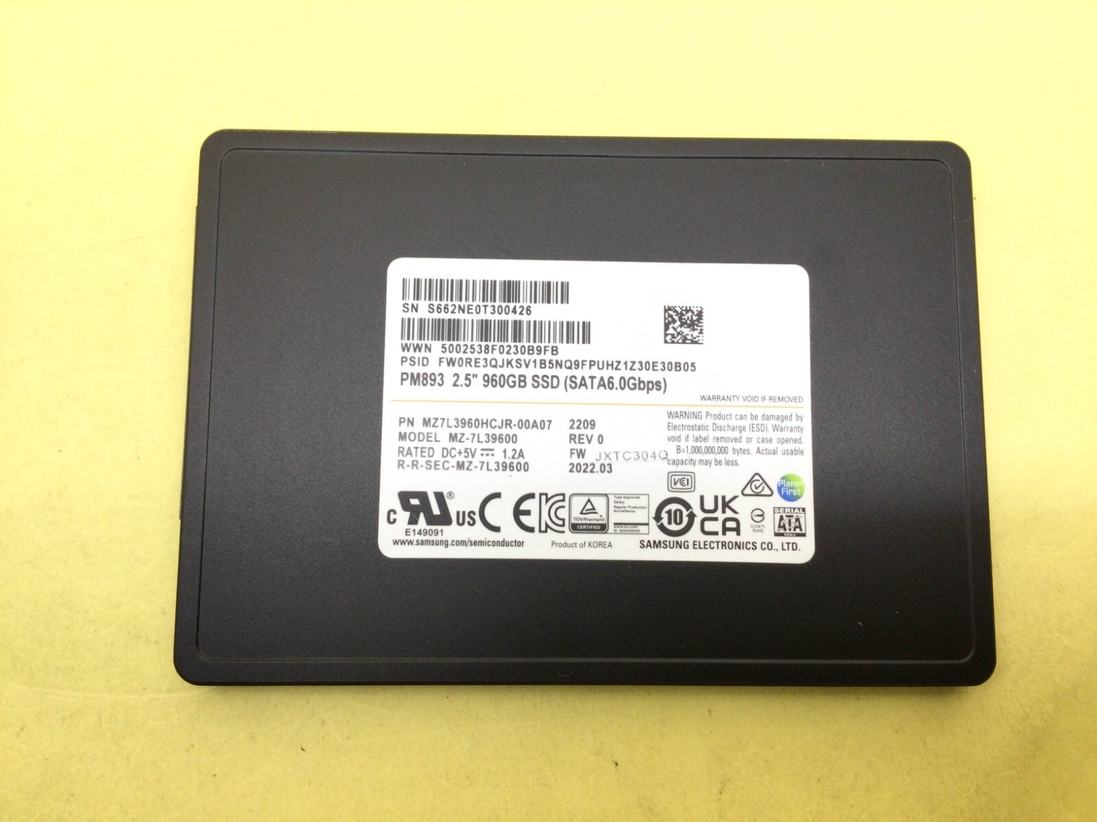 Samsung PM893 960GB SATA III 6Gbps 2.5