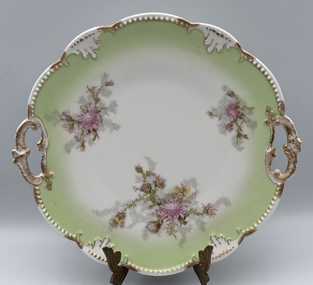 Antique AK CD Limoges France Hand Painted Pink Thistle 10
