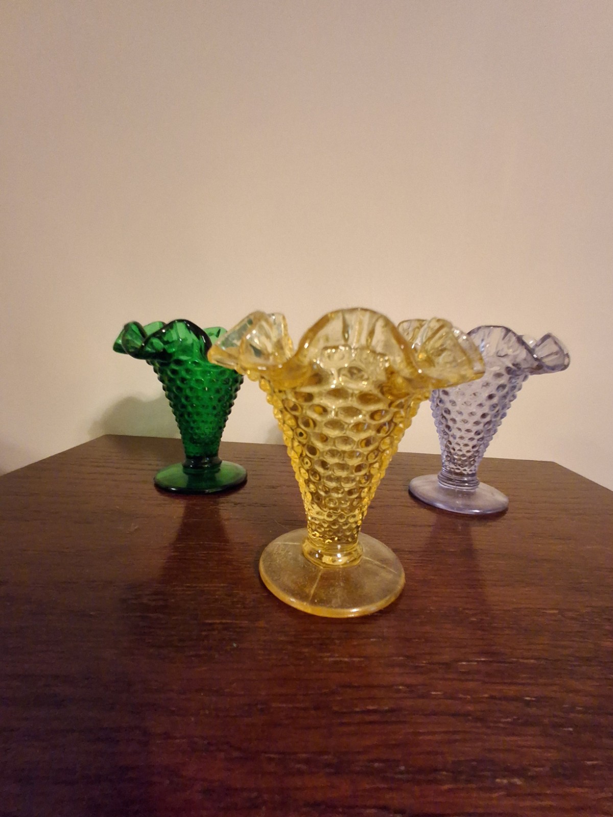 LOT of 3 HTF Fenton Hobnail Glass Vases Small LOT of 3 HTF Fenton Hobnail Glass Vases Small