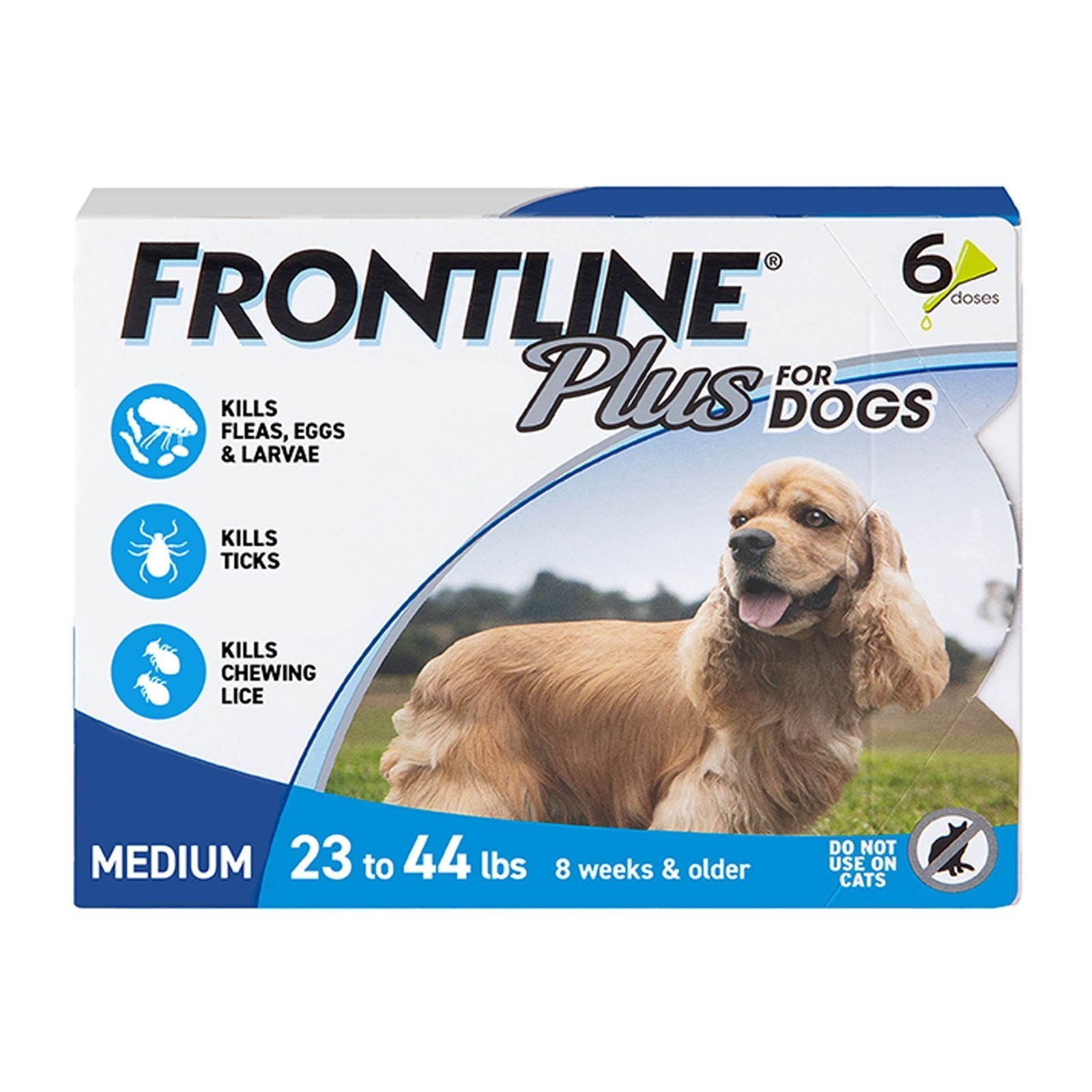 Frontline Plus For Dogs 23-44 Lbs | Blue | 6 doses | Authentic Vet Channel box Frontline Plus For Dogs 23-44 Lbs | Blue | 6 doses | Authentic Vet Channel box