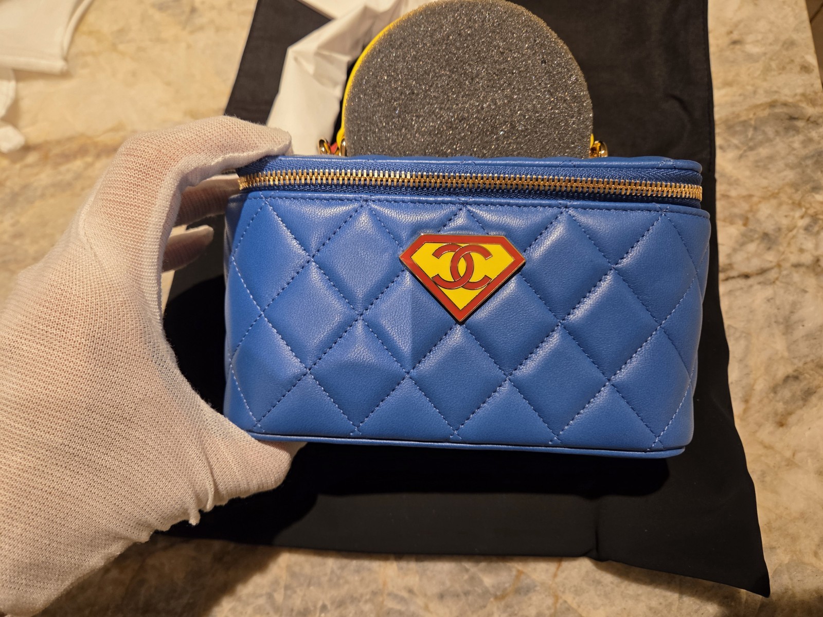 Chanel 26A NWT NEW Small Vanity SUPERMAN Blue/Yellow/Red Limited Collection RARE Chanel 26A NWT NEW Small Vanity SUPERMAN Blue/Yellow/Red Limited Collection RARE
