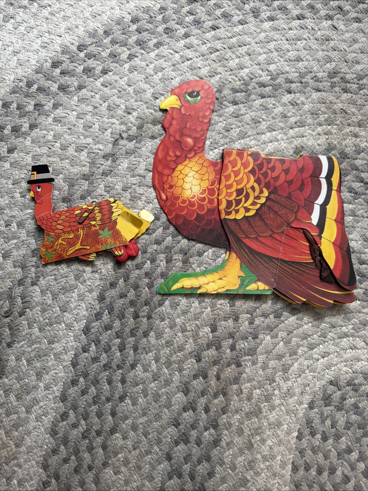 Two Vintage Diecut Honeycomb Tissue Table Turkey Thanksgiving Decorations Two Vintage Diecut Honeycomb Tissue Table Turkey Thanksgiving Decorations