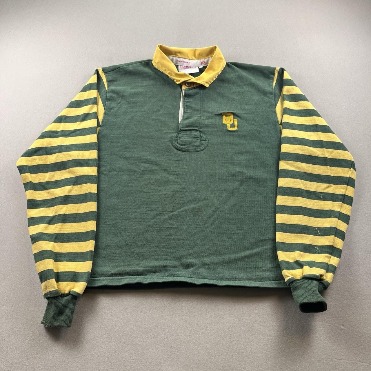 Vintage Baylor Bears Rugby Shirt Mens Large Green Striped Maxmore University 90s Vintage Baylor Bears Rugby Shirt Mens Large Green Striped Maxmore University 90s