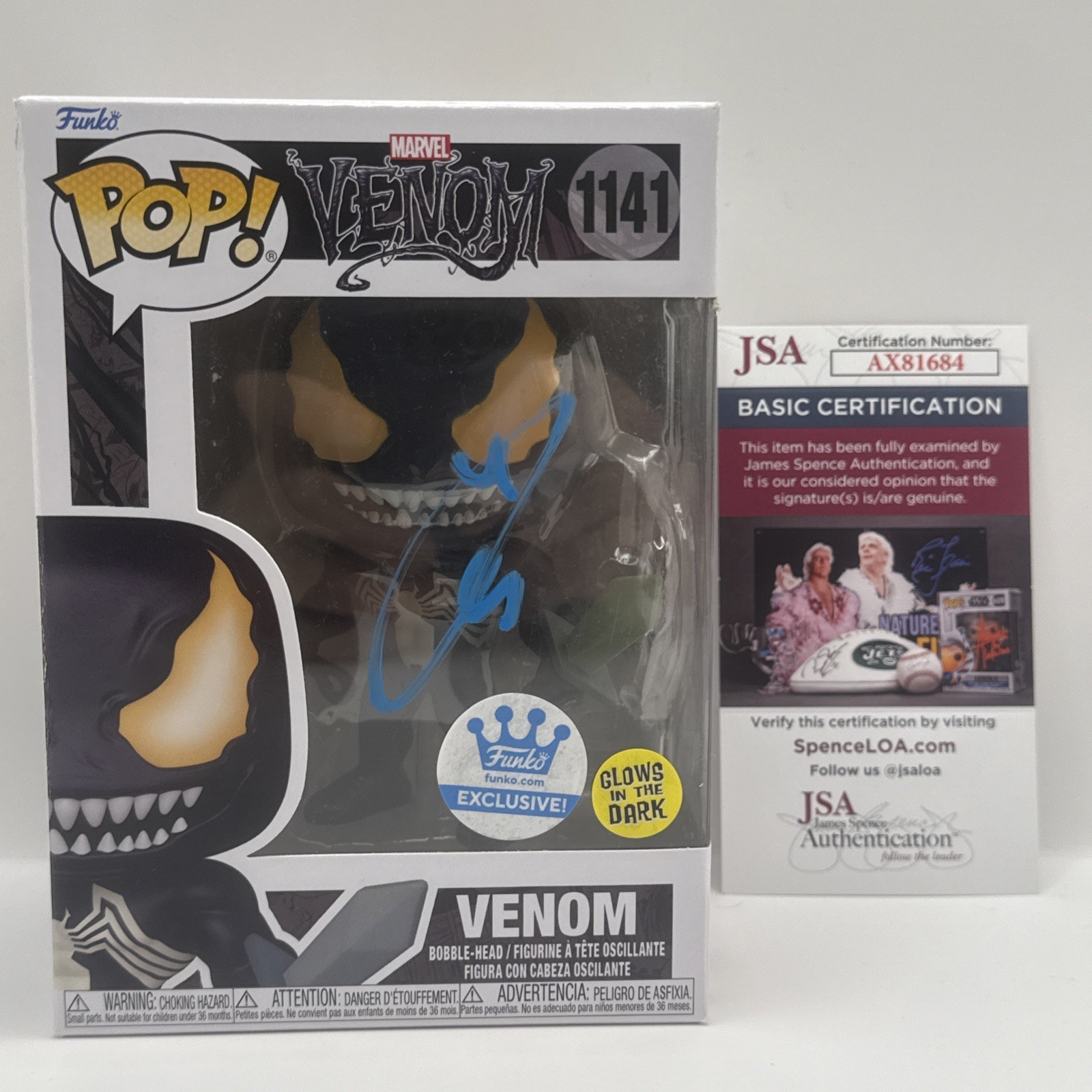 TOM HARDY SIGNED VENOM EDDIE BROCK MARVEL FUNKO JSA COA AUTHENTIC AUTOGRAPH PROO TOM HARDY SIGNED VENOM EDDIE BROCK MARVEL FUNKO JSA COA AUTHENTIC AUTOGRAPH PROO