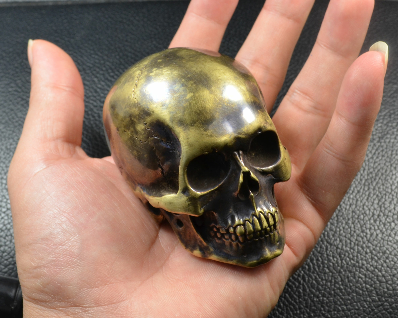 Handmade Vintage Copper Brass Skull Mini Human Skull statue Table Display decor Handmade Vintage Copper Brass Skull Mini Human Skull statue Table Display decor
