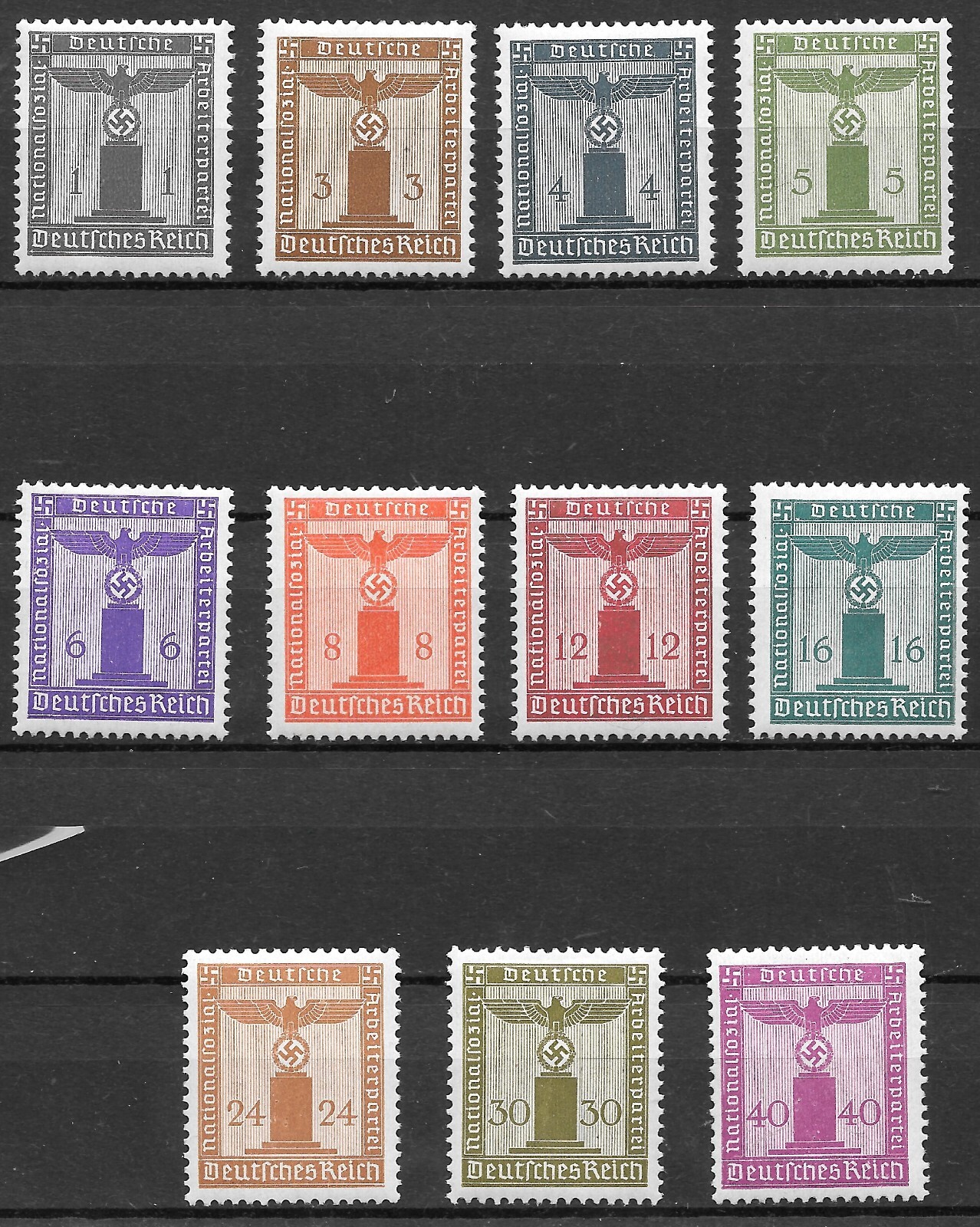 Germany 3rd Reich 1942 Mi# 155-165 Official Party Stamps (No Watermark) MNH ** Germany 3rd Reich 1942 Mi# 155-165 Official Party Stamps (No Watermark) MNH **